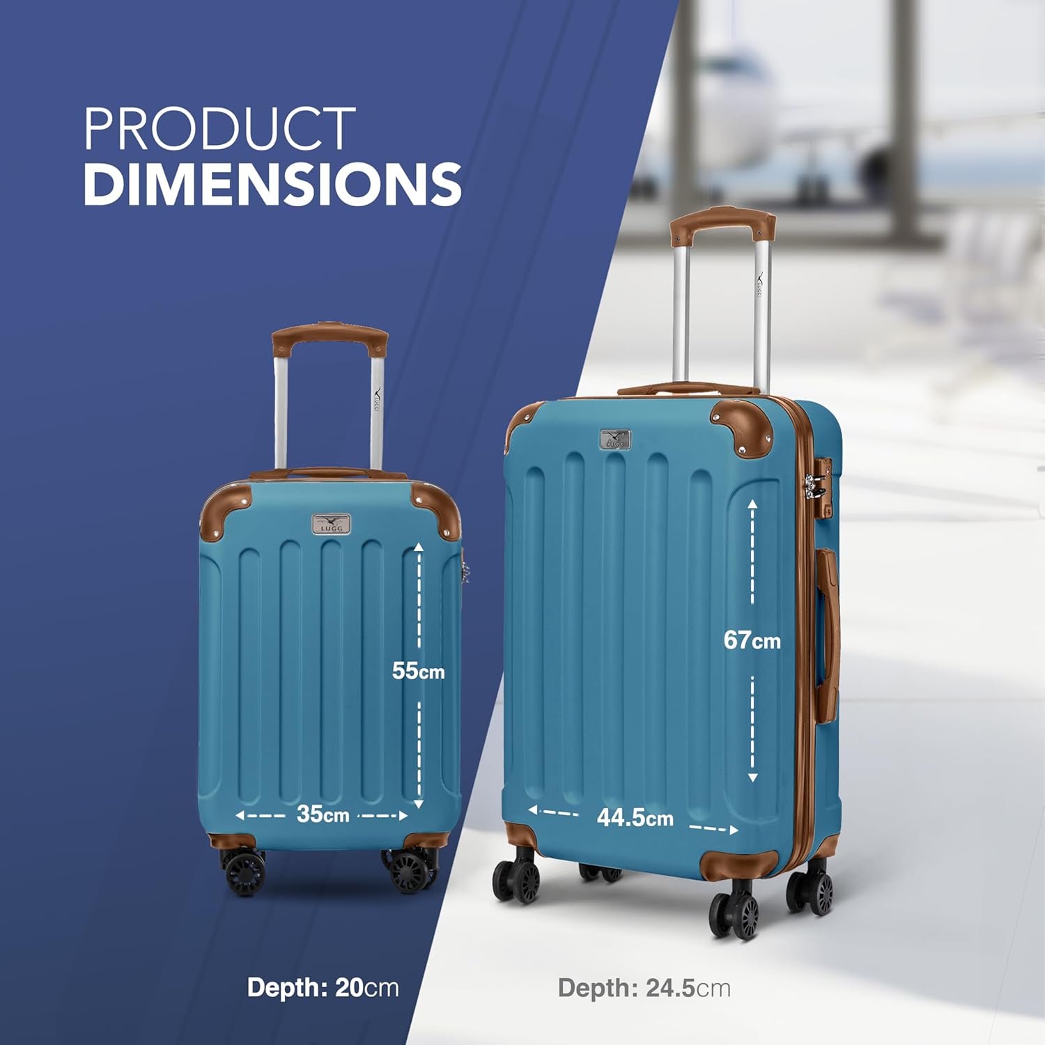 Skywander 2pc 20in & 24in Suitcase - Blue/Brown