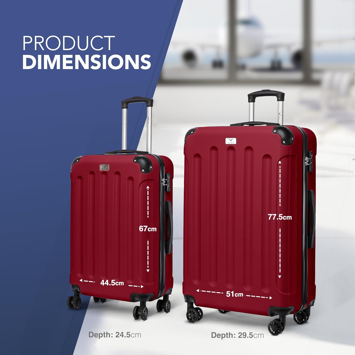 Skywander 2pc 24in & 28in Suitcase - Burgundy