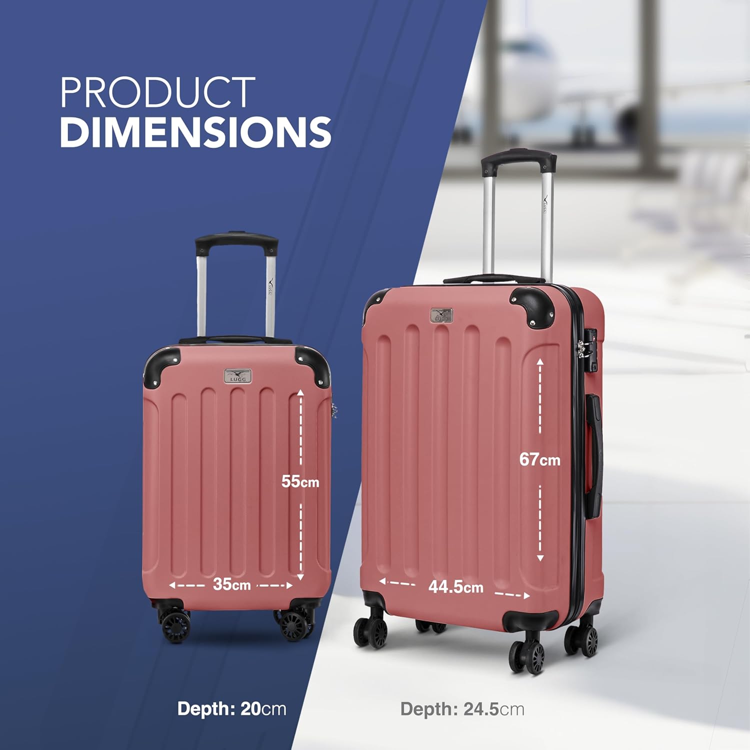 Skywander 2pc 20in & 24in Suitcase - Rose Gold