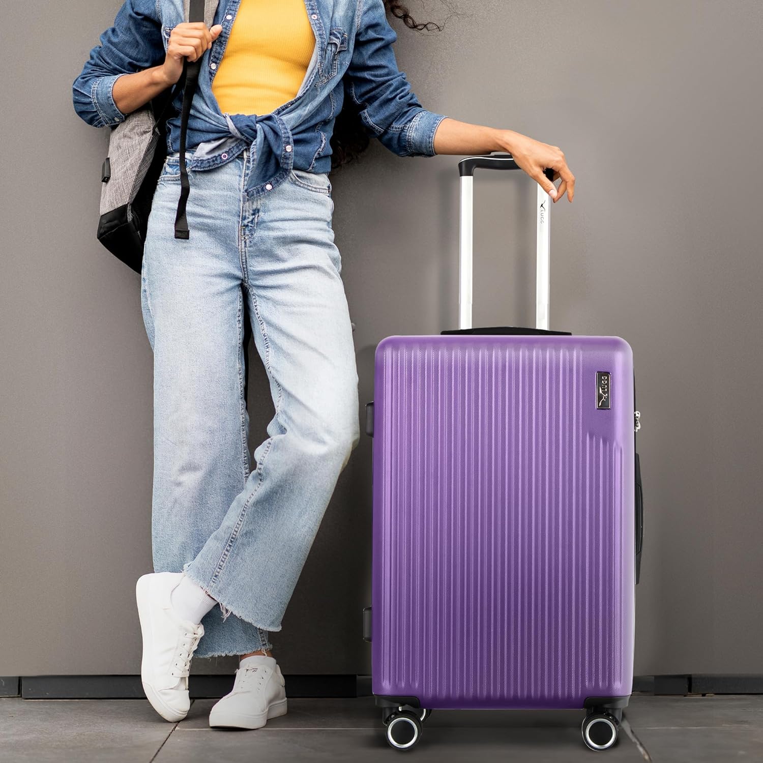 Vacay 24” Suitcase ABS Luggage with TSA Indent Lock, Aluminium Trolley Handle, 360° Spinner Wheels - Airline Compatible (66.5 x 25.5 x 44cm) - Lavender