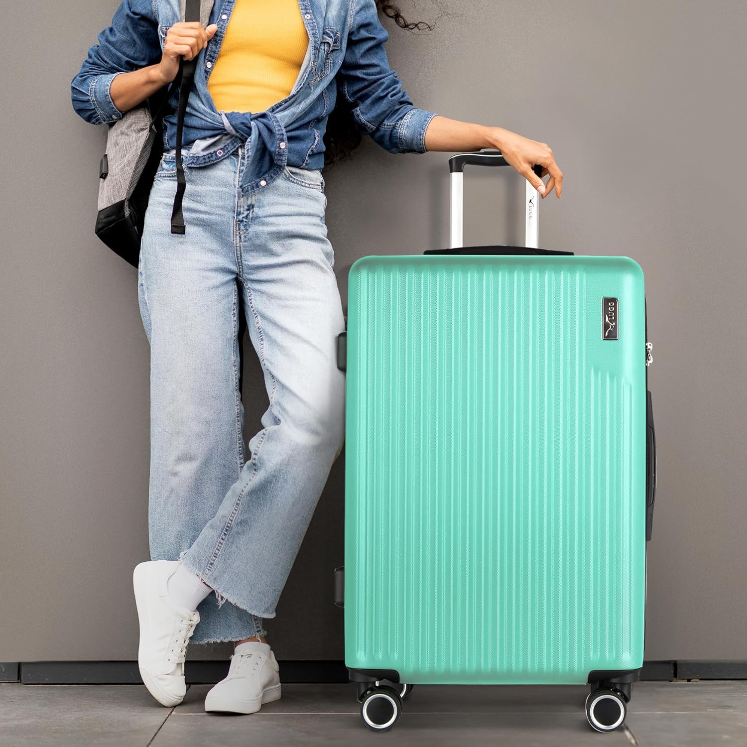 Vacay 28” Suitcase ABS Luggage with TSA Indent Lock, Aluminium Trolley Handle, 360° Spinner Wheels - Airline Compatible (76.5 x 30 x 50.5cm) - Mint