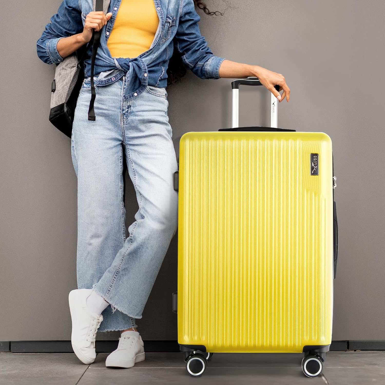 Vacay 28” Suitcase ABS Luggage with TSA Indent Lock, Aluminium Trolley Handle, 360° Spinner Wheels - Airline Compatible (76.5 x 30 x 50.5cm) - Citrine