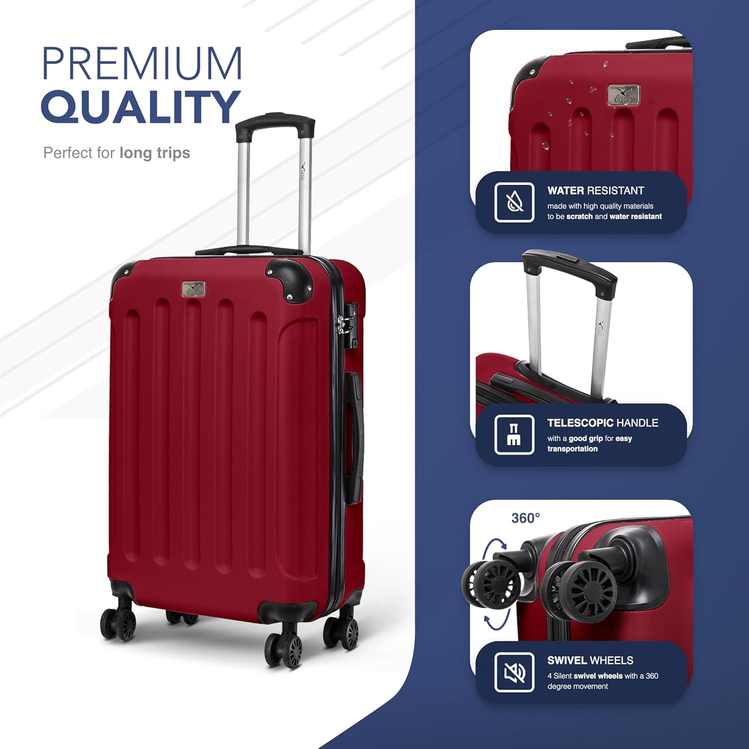 Skywander 2pc 24in & 28in Suitcase - Burgundy