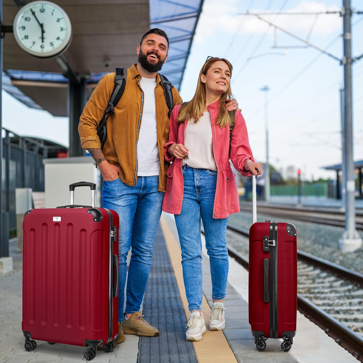 Skywander 2pc 24in & 28in Suitcase - Burgundy