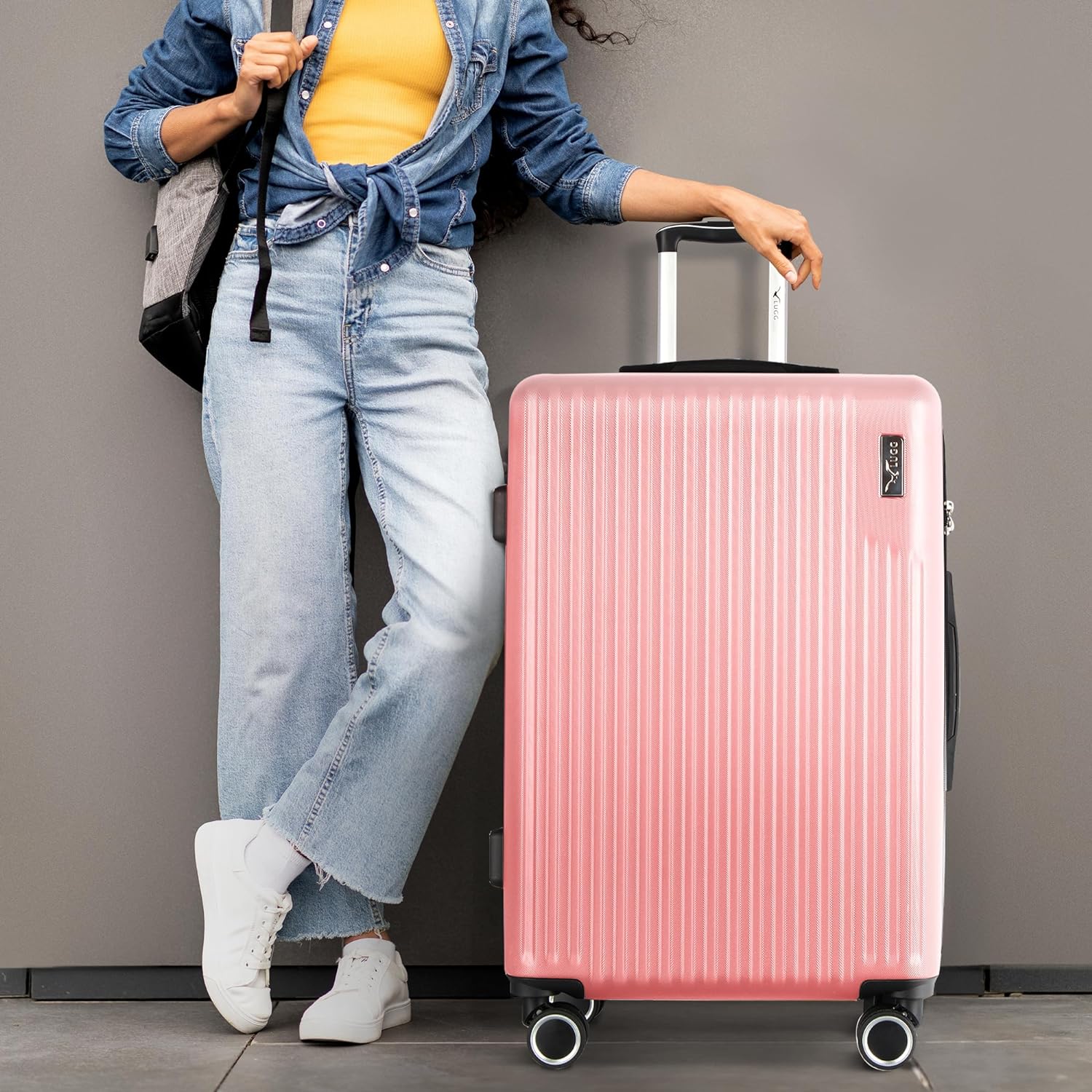 Vacay 28” Suitcase ABS Luggage with TSA Indent Lock, Aluminium Trolley Handle, 360° Spinner Wheels - Airline Compatible (76.5 x 30 x 50.5cm) - Clay