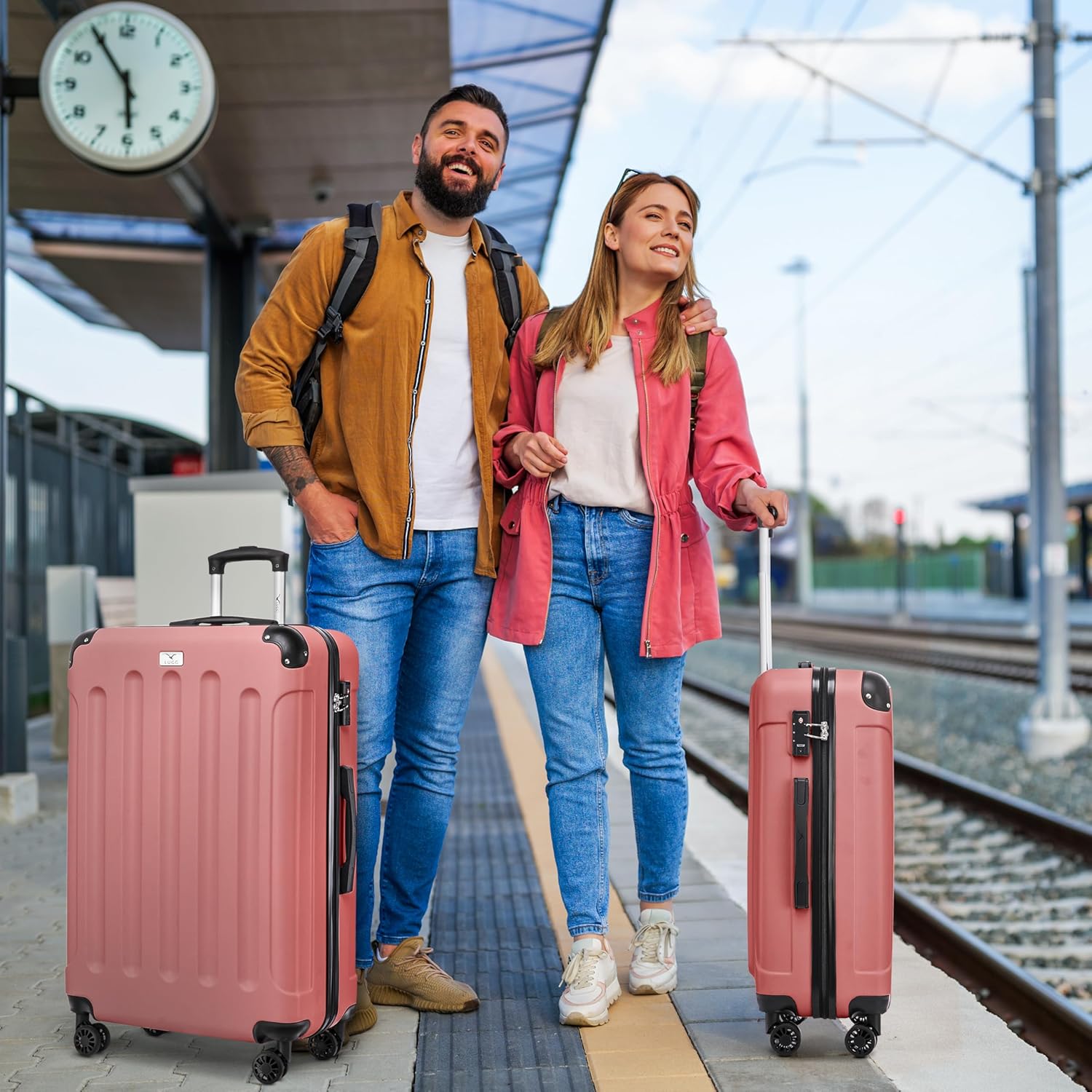 Skywander 2pc 20in & 24in Suitcase - Rose Gold