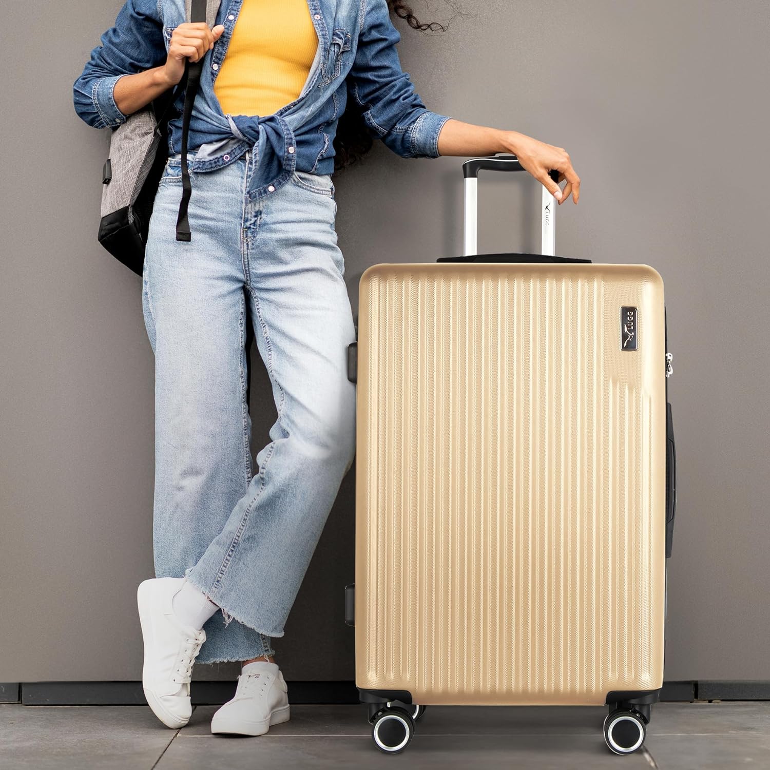 Vacay 28” Suitcase ABS Luggage with TSA Indent Lock, Aluminium Trolley Handle, 360° Spinner Wheels - Airline Compatible (76.5 x 30 x 50.5cm) - Sunset