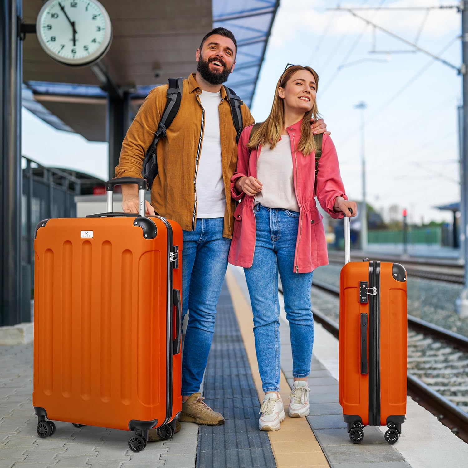 Skywander 2pc 24in & 28in Suitcase - Orange