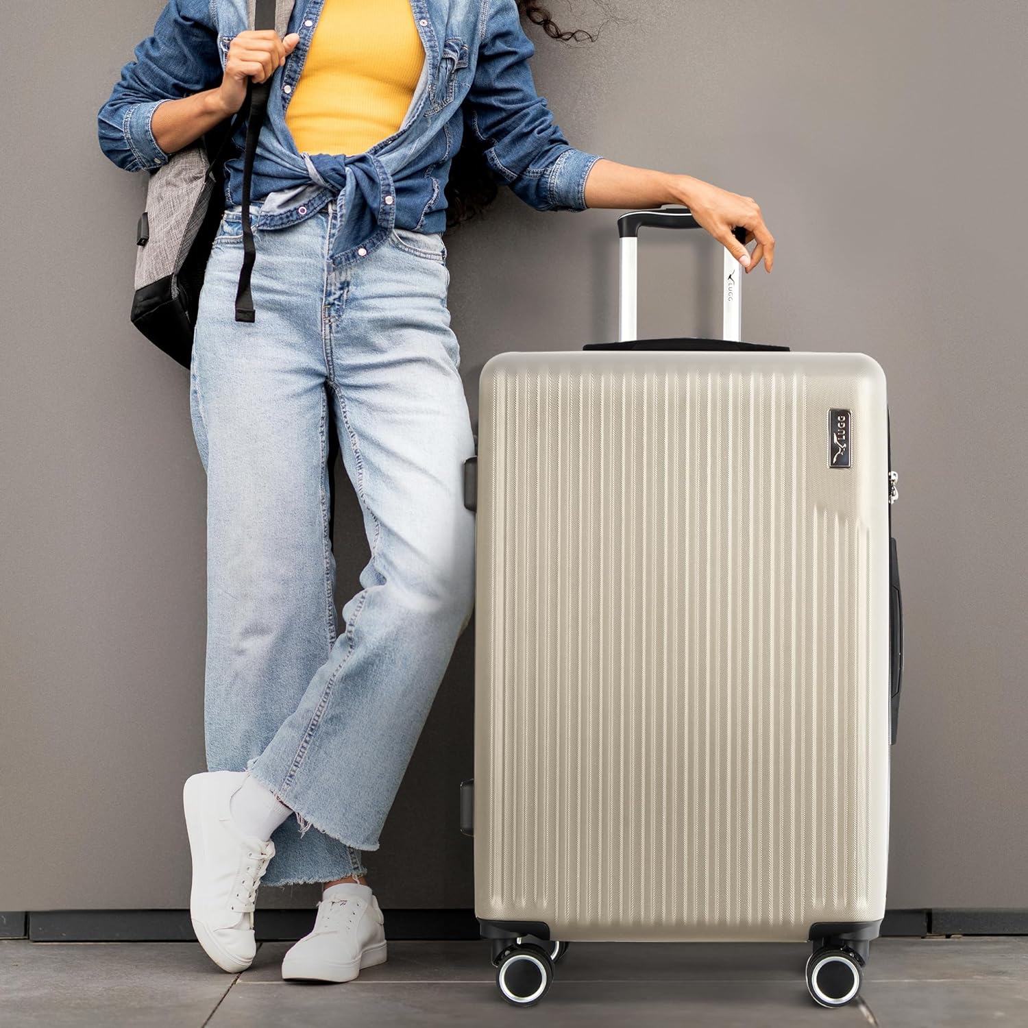 Vacay 28” Suitcase ABS Luggage with TSA Indent Lock, Aluminium Trolley Handle, 360° Spinner Wheels - Airline Compatible (76.5 x 30 x 50.5cm) - Earth