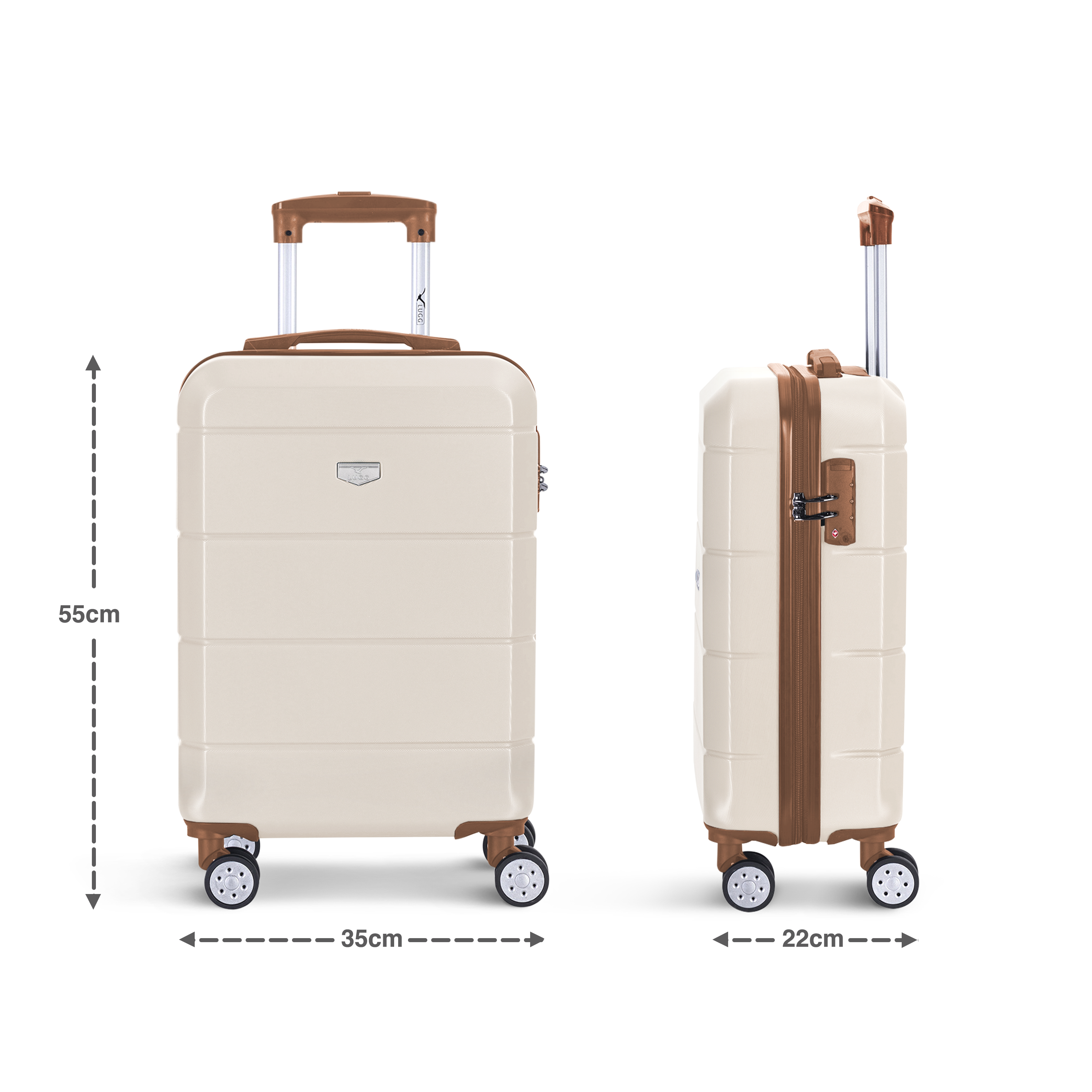 Jetset 20-inch Suitcase in Cream & Brown – Compact & Trendy Bag - UK