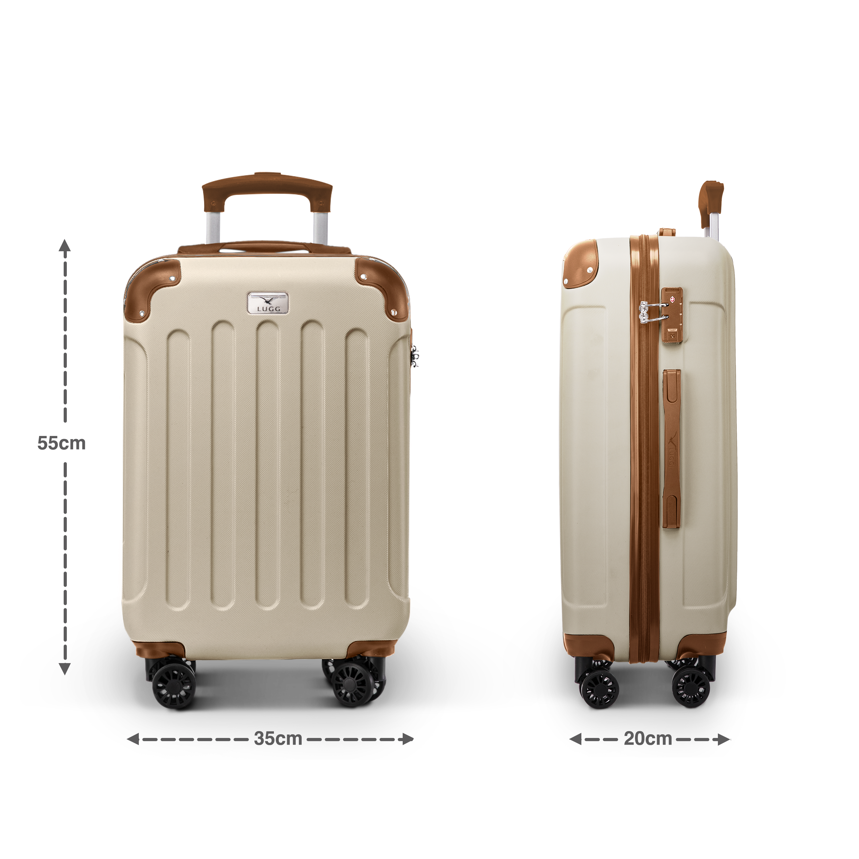 Stand Out in Style with Skywander 20-Inch Cream & Brown Suitcase - UK
