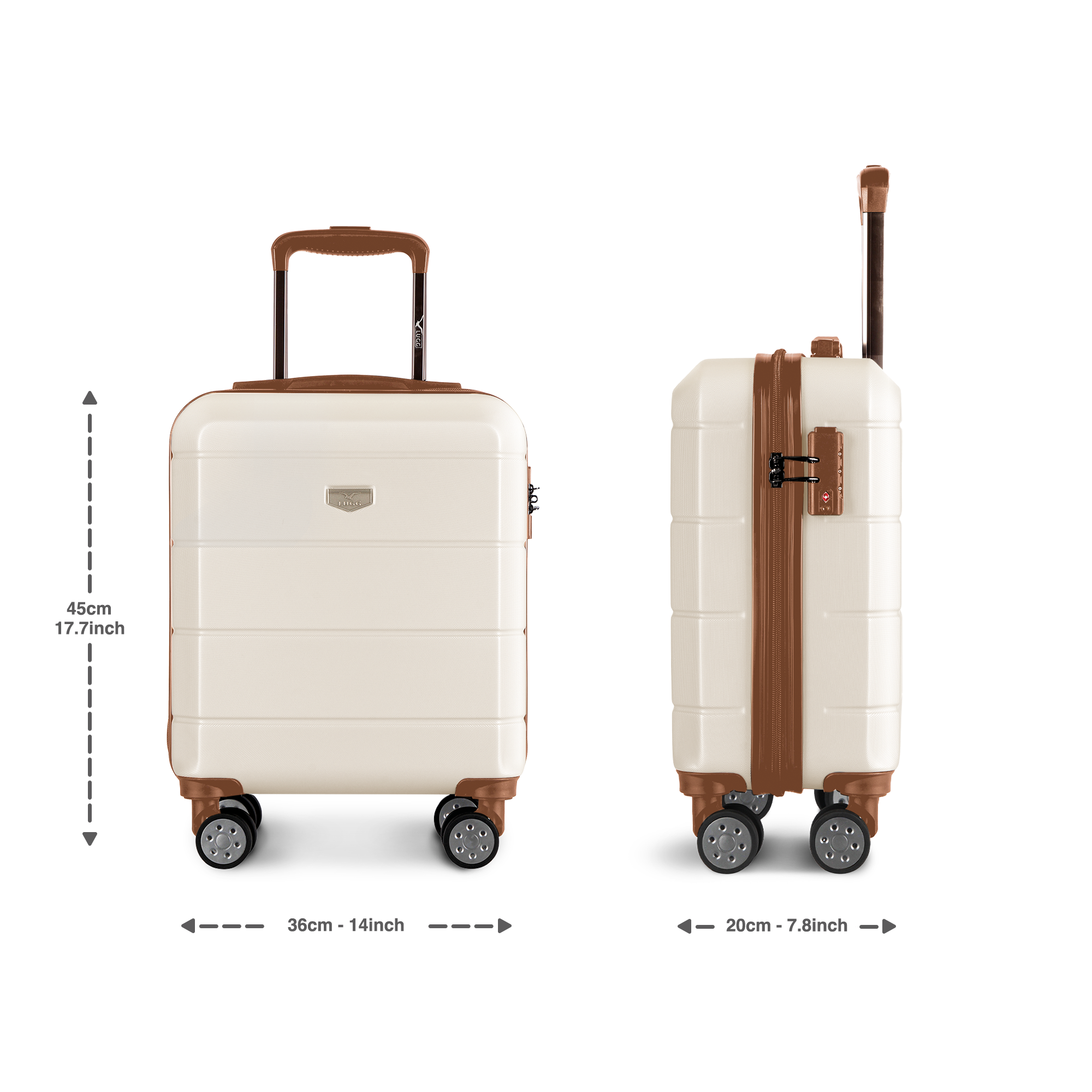 Lightweight & Chic - 15-Inch Jetset Suitcase in Cream & Brown - UK