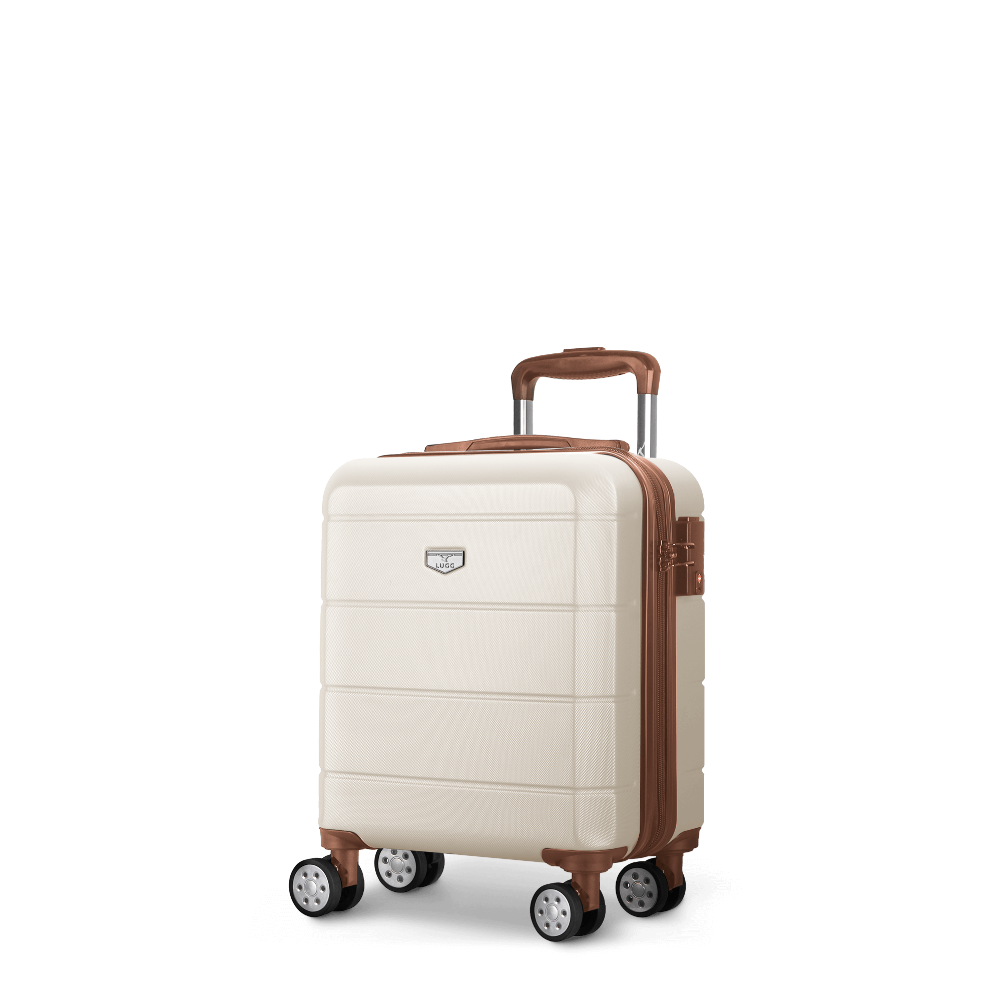 Lightweight & Chic - 15-Inch Jetset Suitcase in Cream & Brown - UK