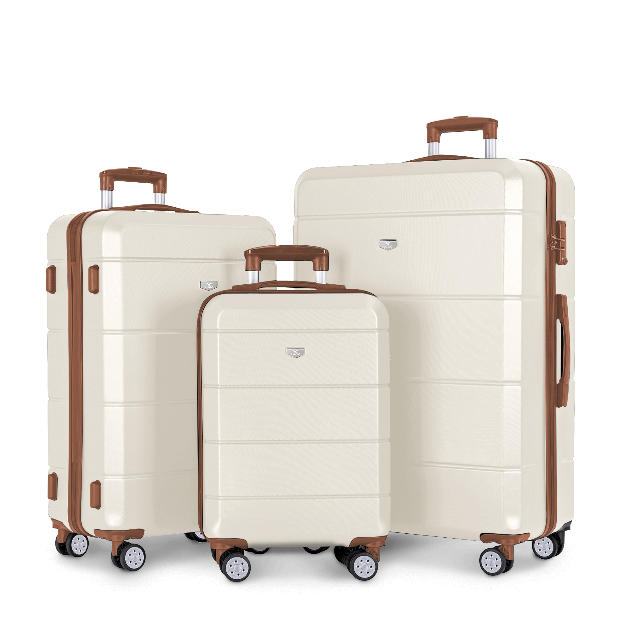 Jetset 3pc Suitcase Set in Cream Brown