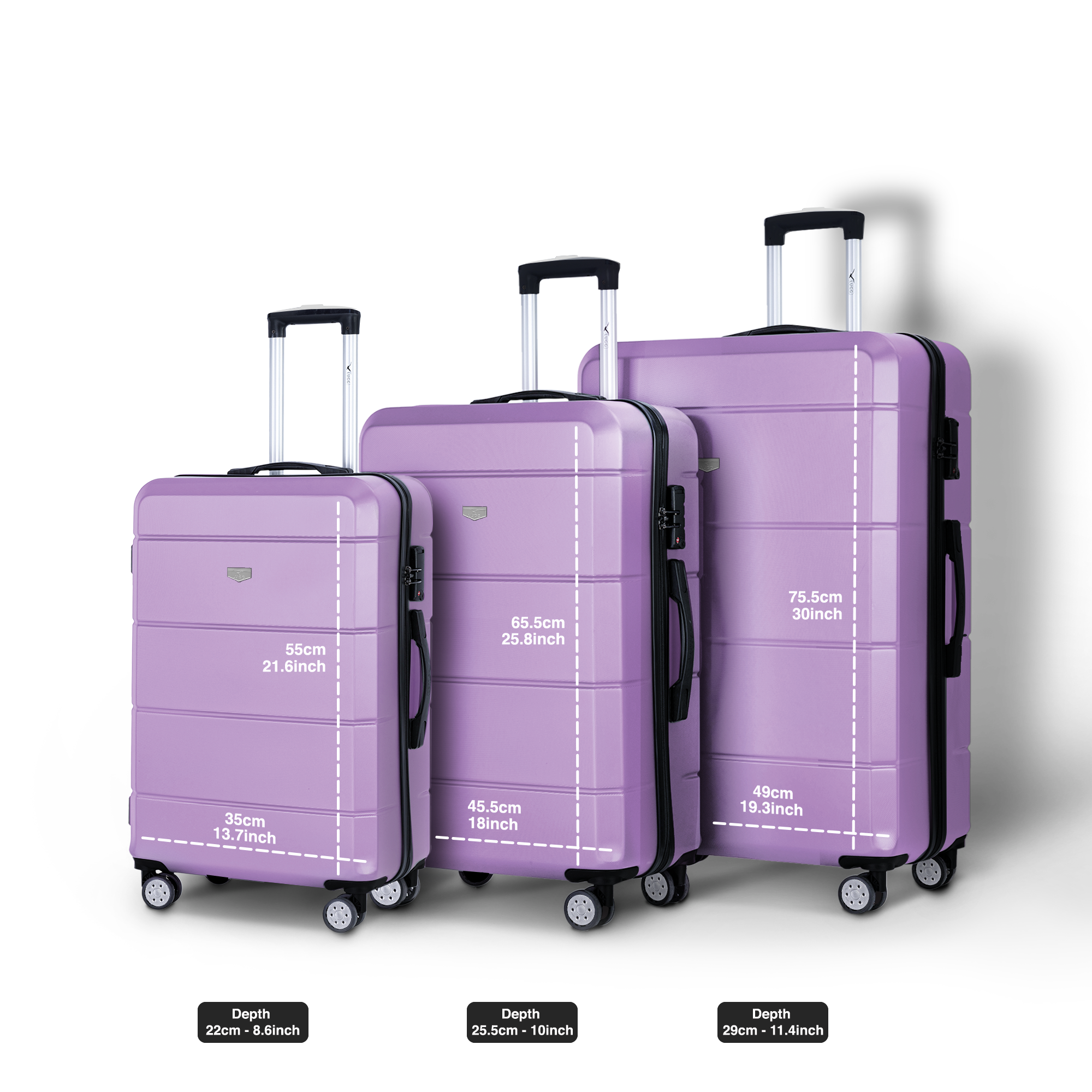 Jetset 3pc Suitcase Set in Lavender