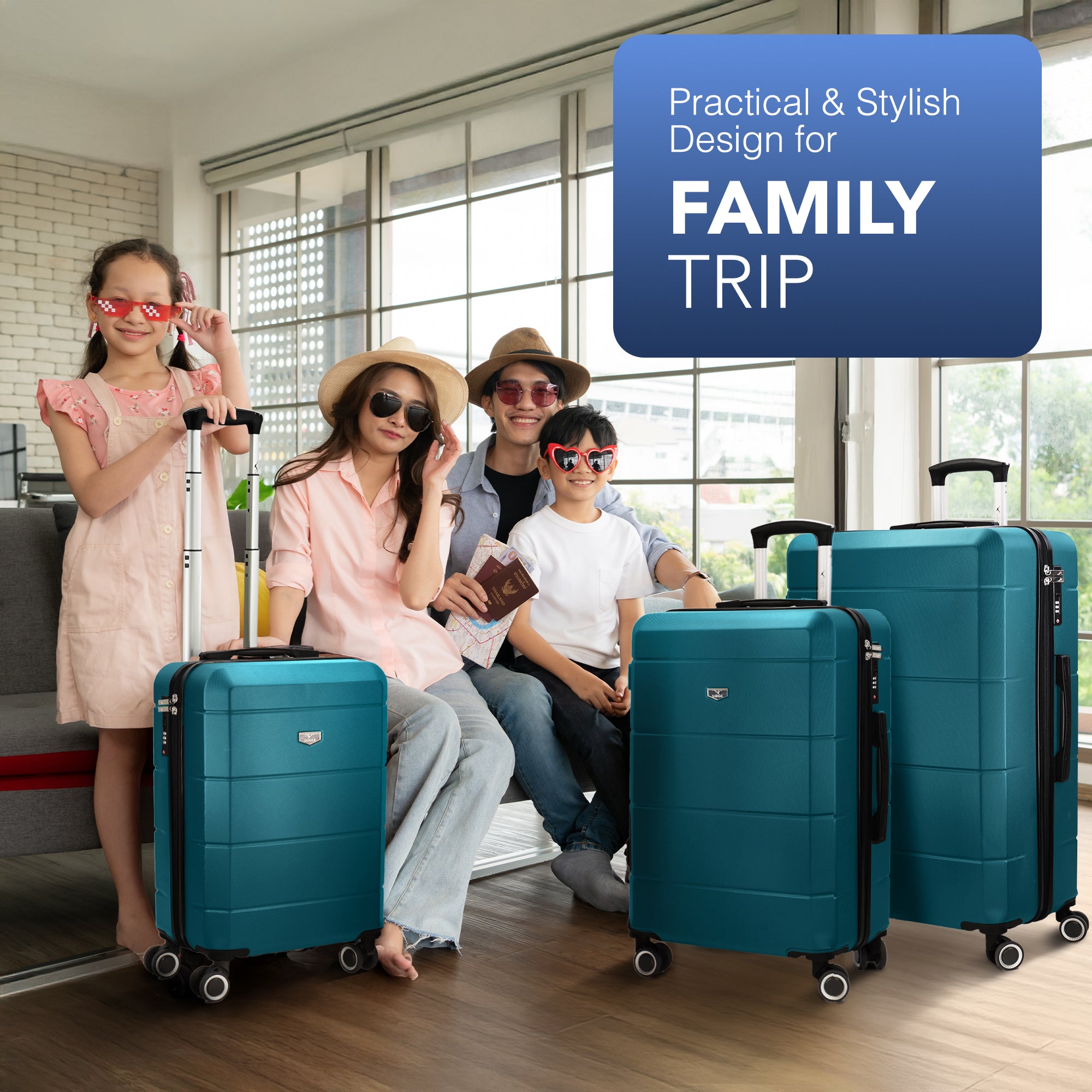 Jetset 3pc Suitcase Set in Teal