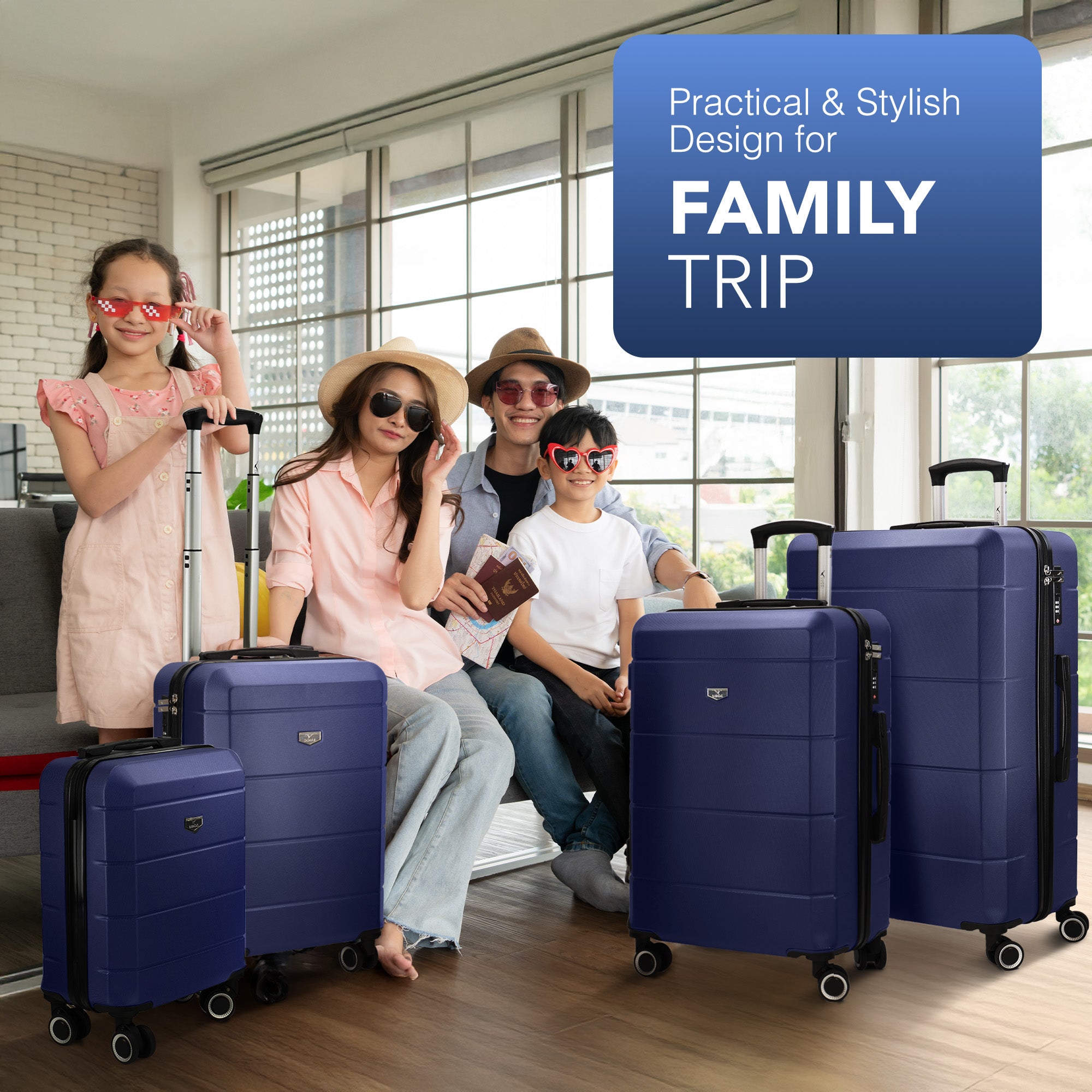 Jetset 4pc Suitcase Set in Midnight Blue