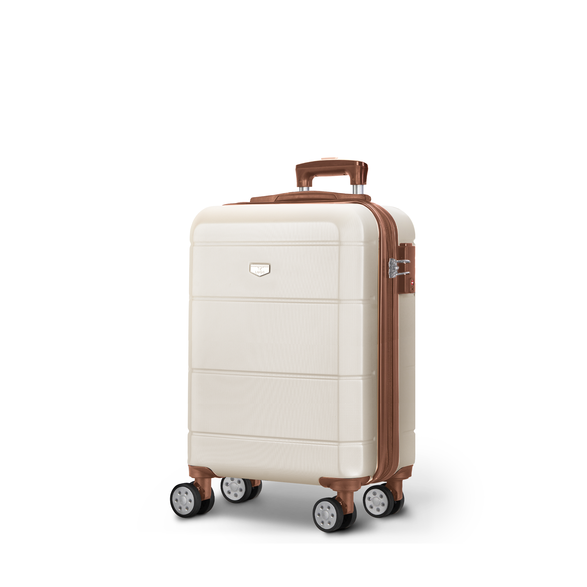 Jetset 20-inch Suitcase in Cream & Brown – Compact & Trendy Bag - UK