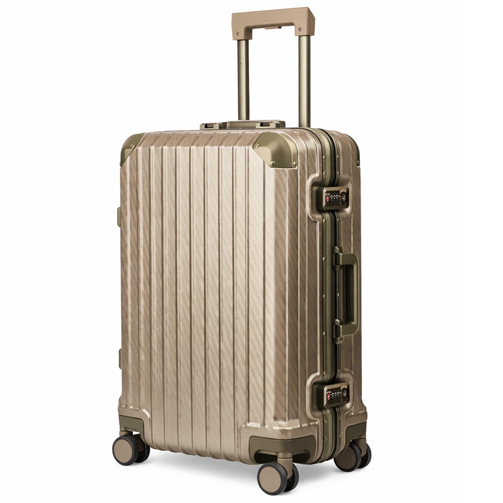 LUGG 24" Hard Shell Trolley Suitcase Aluminium TSA Lock Gold 65x45x26.5cm