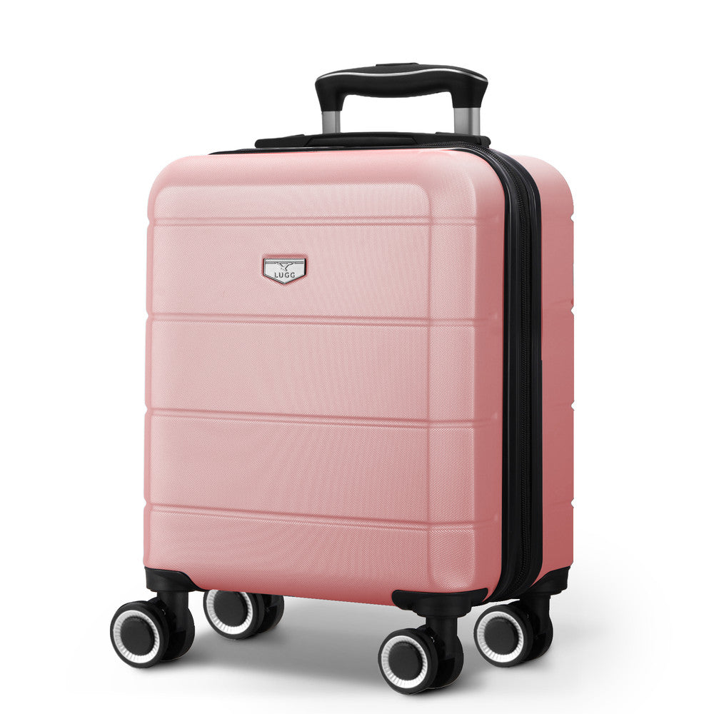 LUGG Jetset 15 Inch ABS Shell Protection Water Resistant & Safe Locking System Easyjet Free Under Seat Luggage (45x33x20cm) - Rose Gold