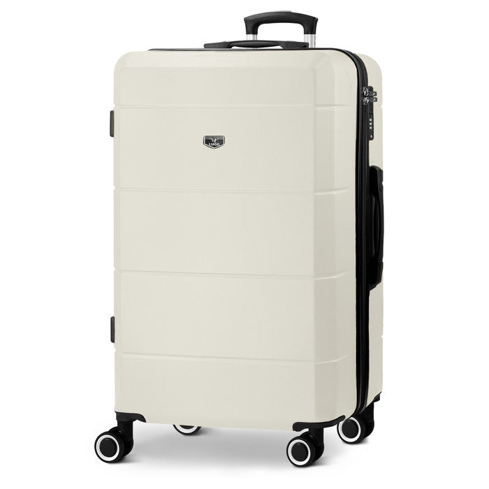 Jetset 32" Large Suitcase – Lightweight Hard Shell Luggage with TSA Lock – Water-Resistant ABS Spinner Suitcase – 4 Wheels – 86x58x31cm Travel Bag - Ivory