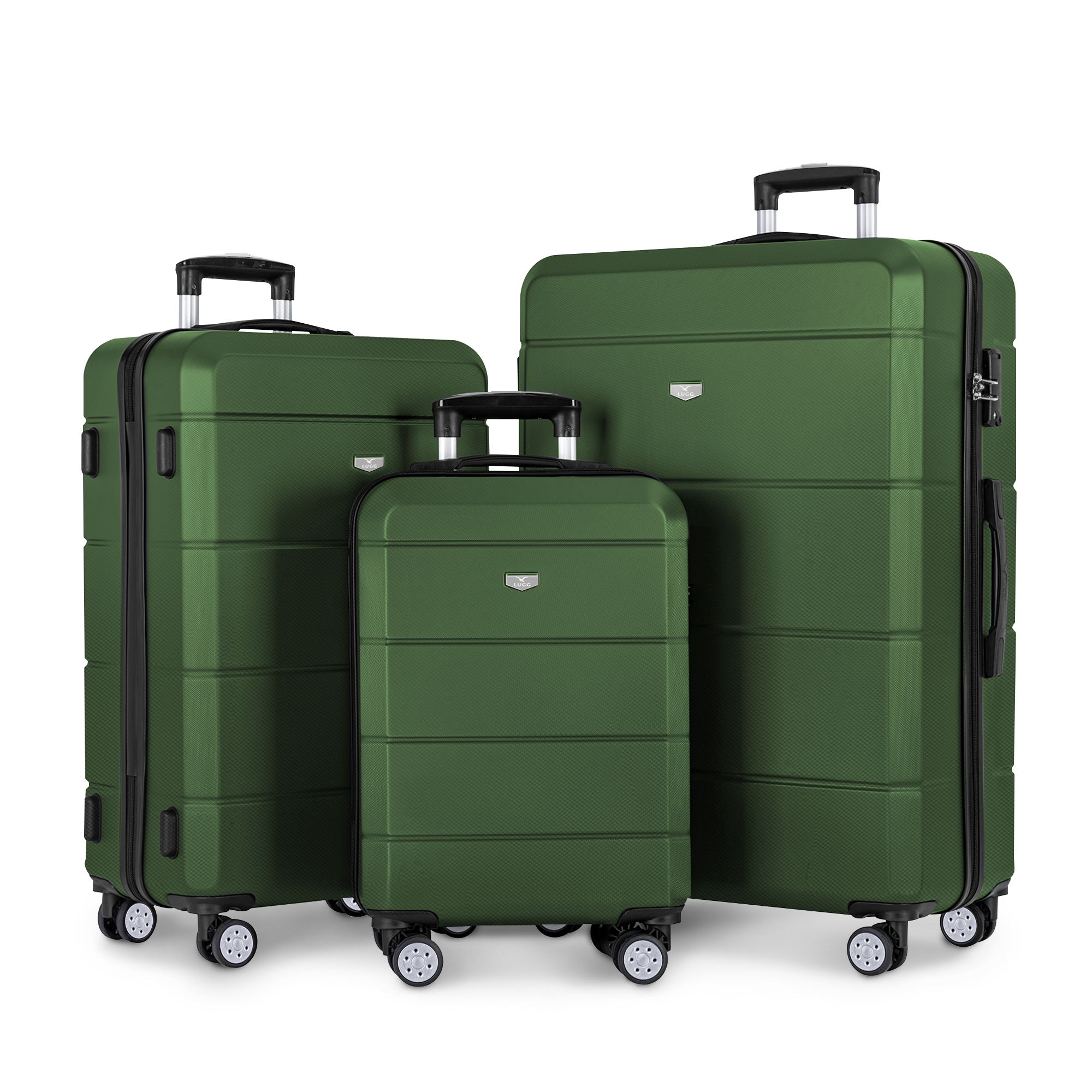 3-Piece Suitcase Set in Army Green Stylish Durable Beige