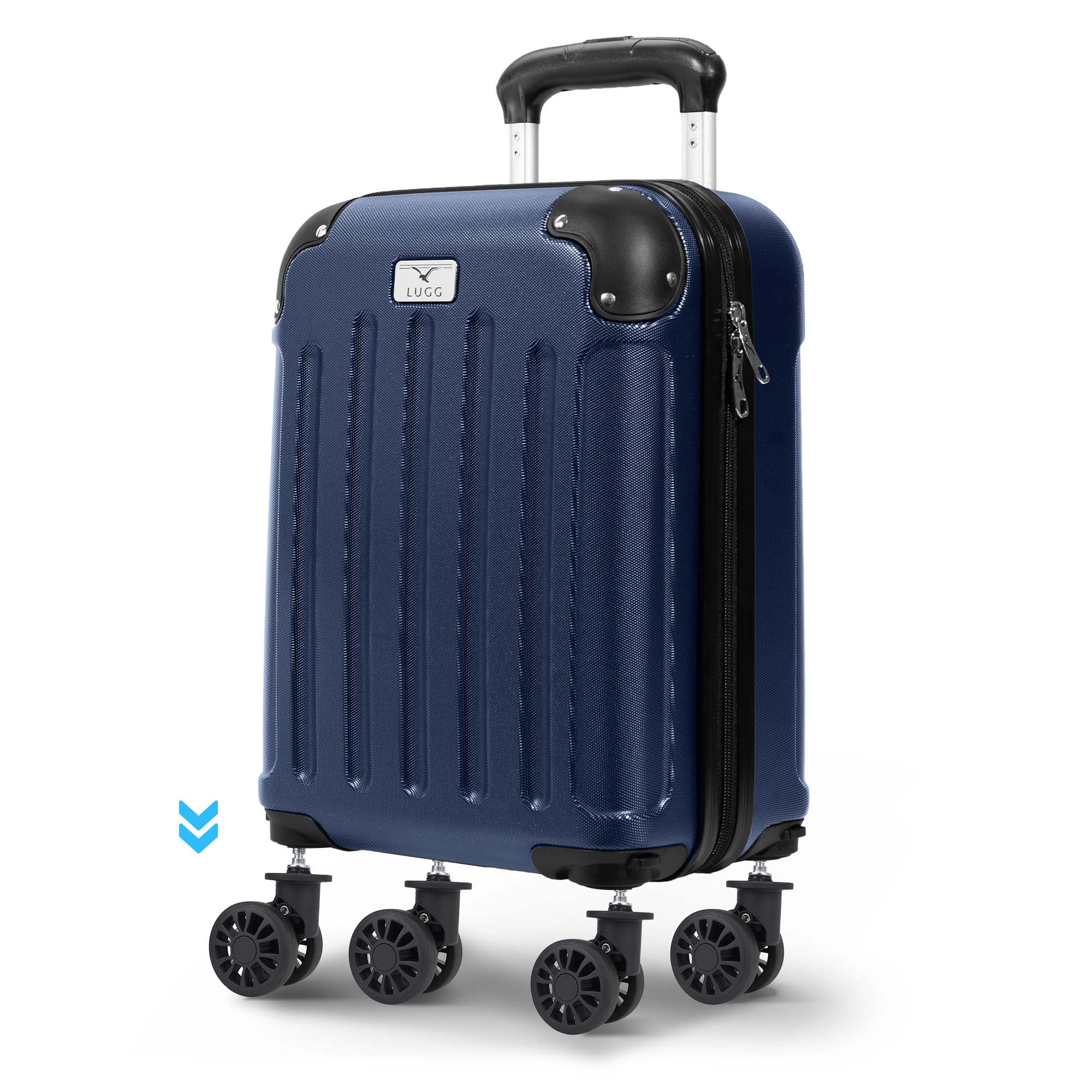 LUGG 40cm Skywander Lightweight Underseat Cabin Bag – Ryanair & EasyJet Approved Carry-On Suitcase, Durable ABS Hard Shell, Smooth Double Spinner Wheels, Water-Resistant & Compact Luggage (40x30x20cm, without wheels) - Midnight Blue