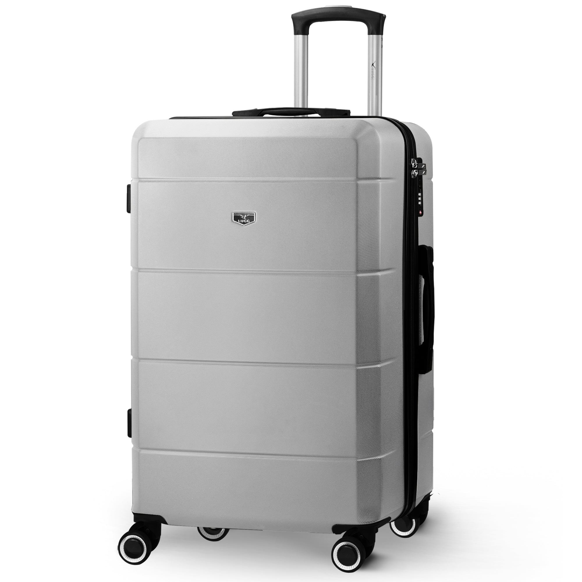 LUGG Jetset 24” Lightweight Travel Carry On Suitcase, ABS, Water Resistant & TSA Lock, Easyjet Overhead- Silver