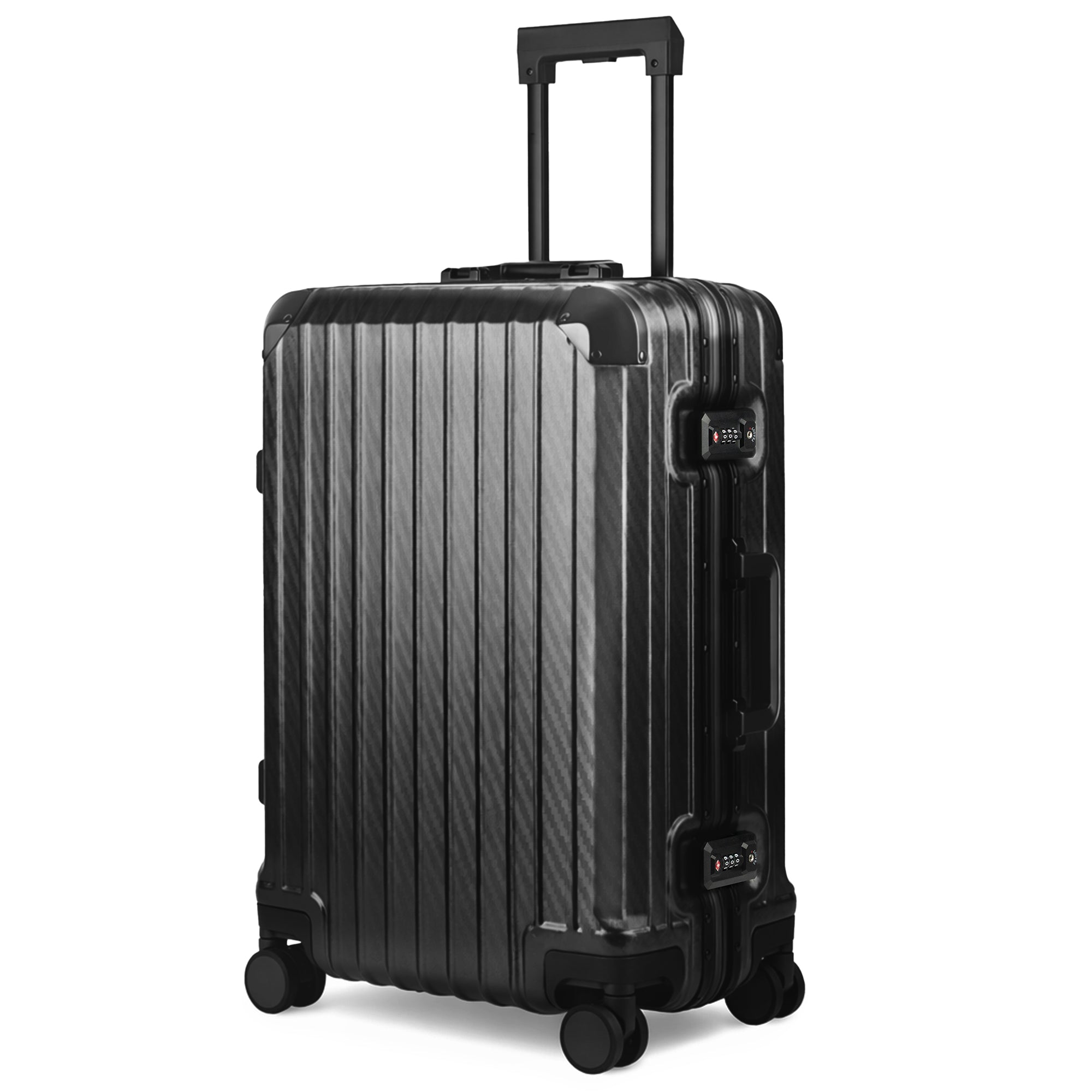 LUGG 24" Hard Shell Trolley Suitcase Aluminium TSA Lock Black 65x45x26.5cm