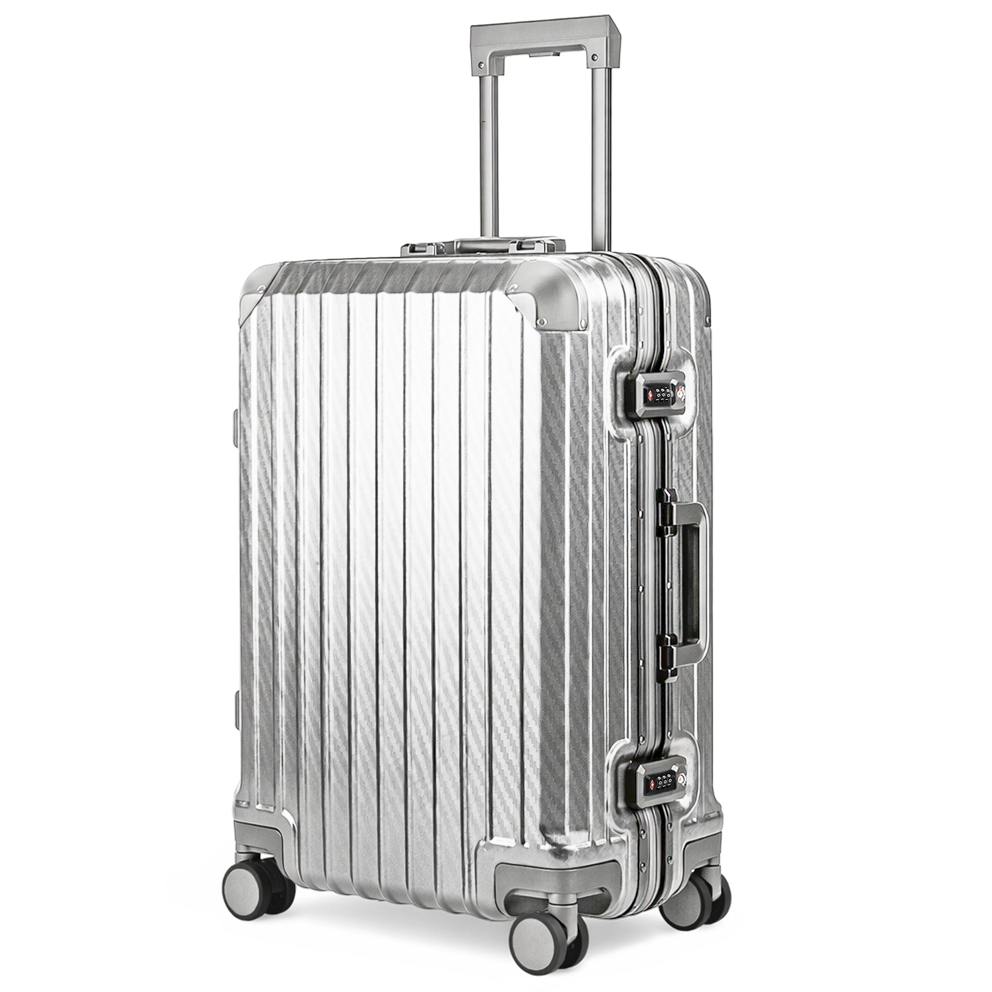 LUGG 24" Hard Shell Trolley Suitcase Aluminium TSA Lock Metallic Silver 65x45x26.5cm