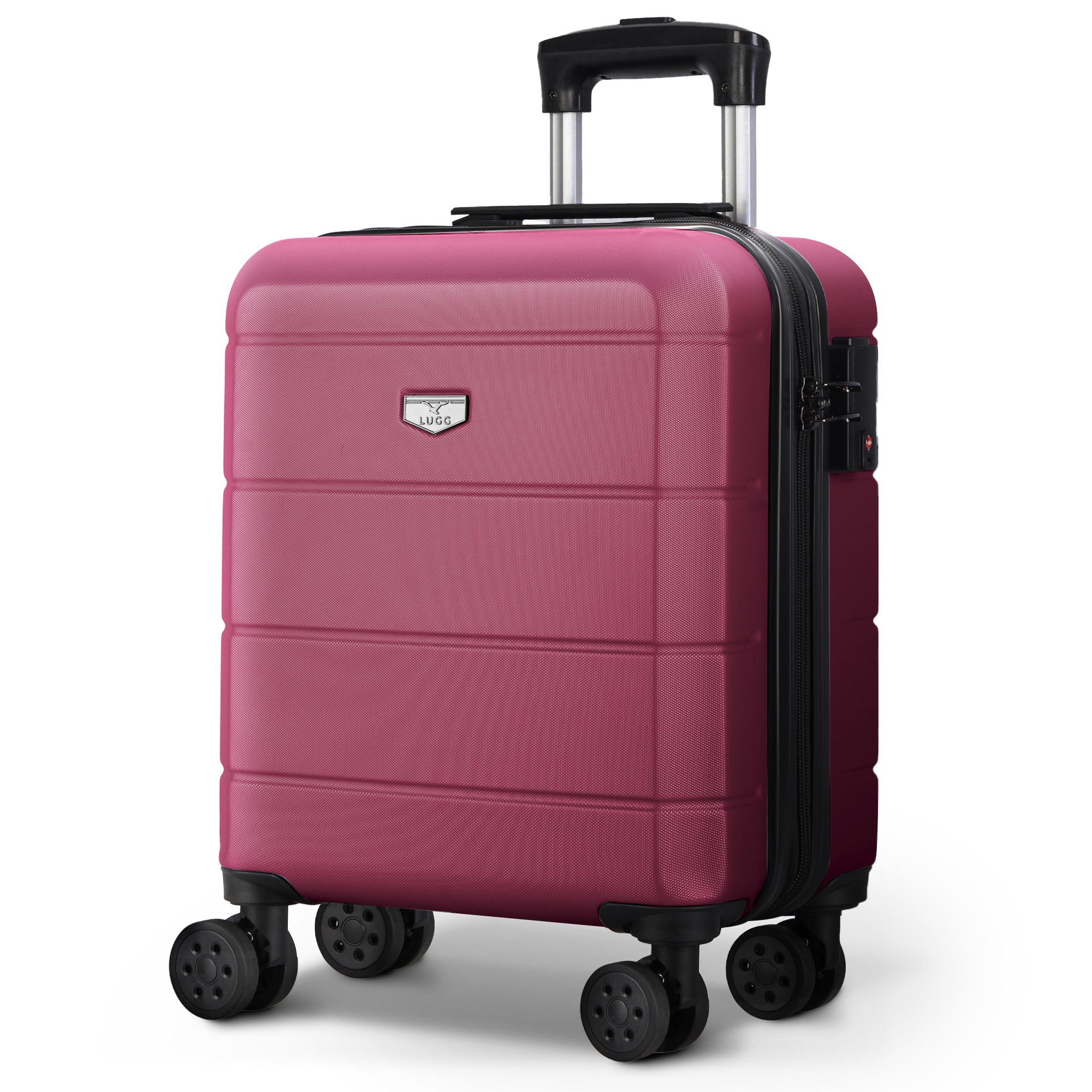 LUGG Jetset 15 Inch ABS Shell Protection Water Resistant & Safe Locking System Easyjet Free Under Seat Luggage (45x33x20cm) - Burgundy