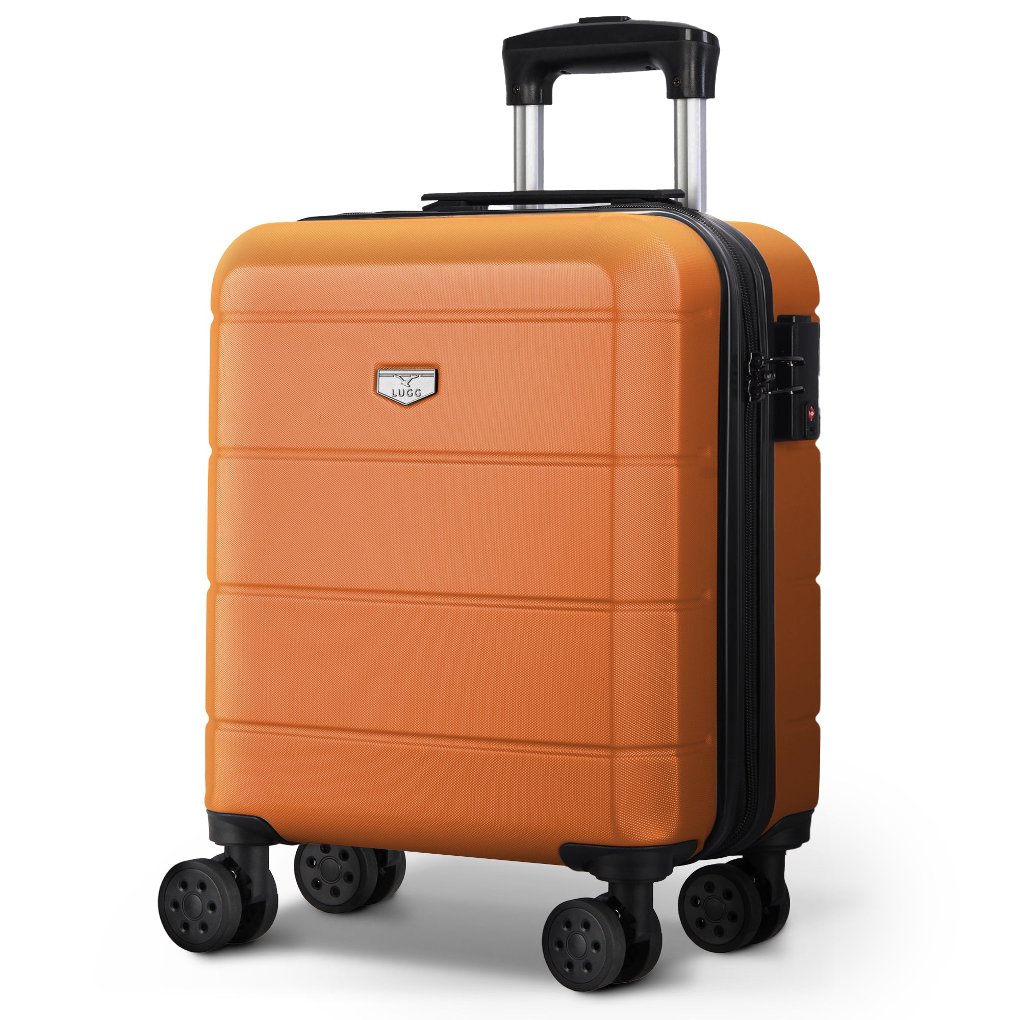 LUGG Jetset 15 Inch ABS Shell Protection Water Resistant & Safe Locking System Easyjet Free Under Seat Luggage (45x33x20cm) - Orange