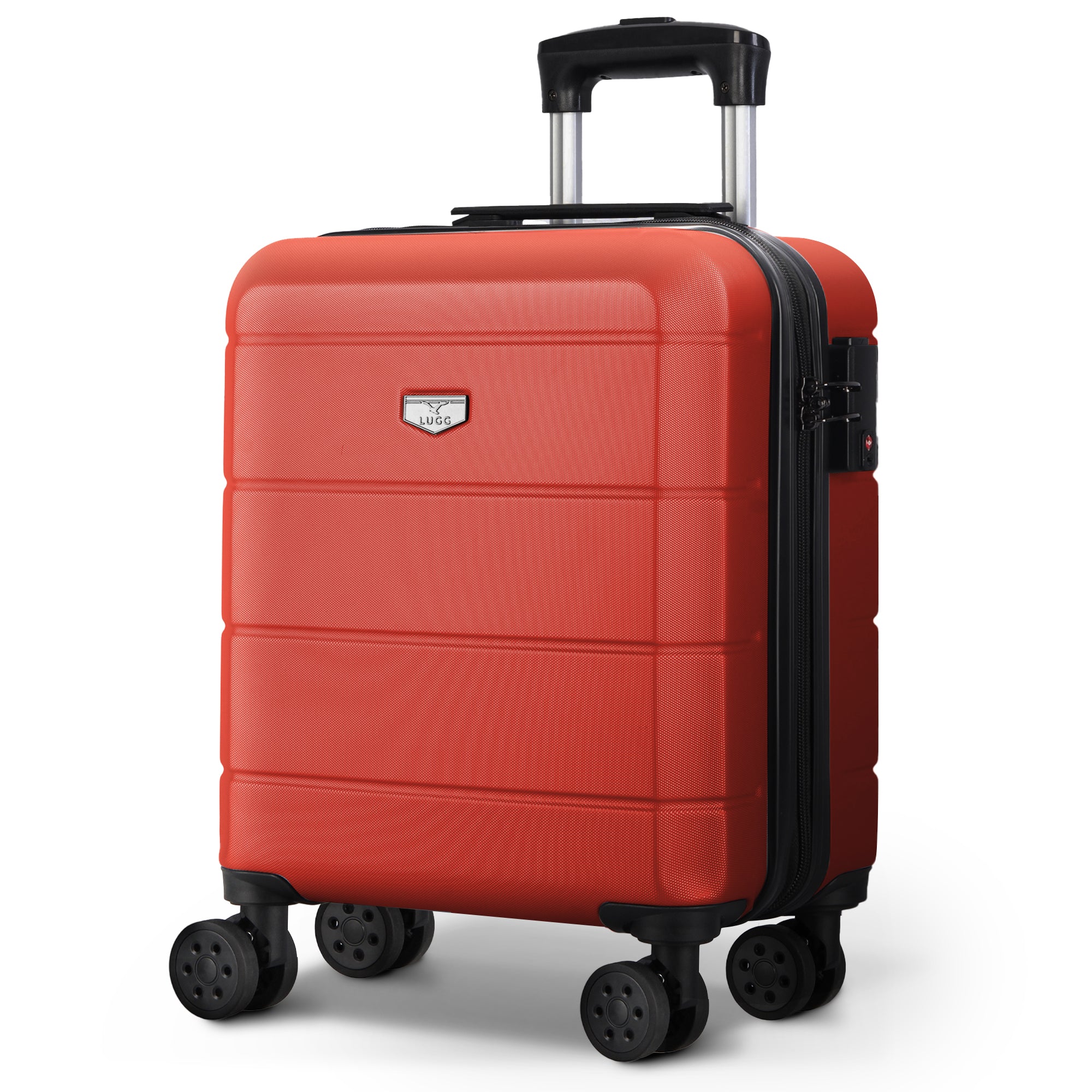 LUGG Jetset 15 Inch ABS Shell Protection Water Resistant & Safe Locking System Easyjet Free Under Seat Luggage (45x33x20cm) - Red