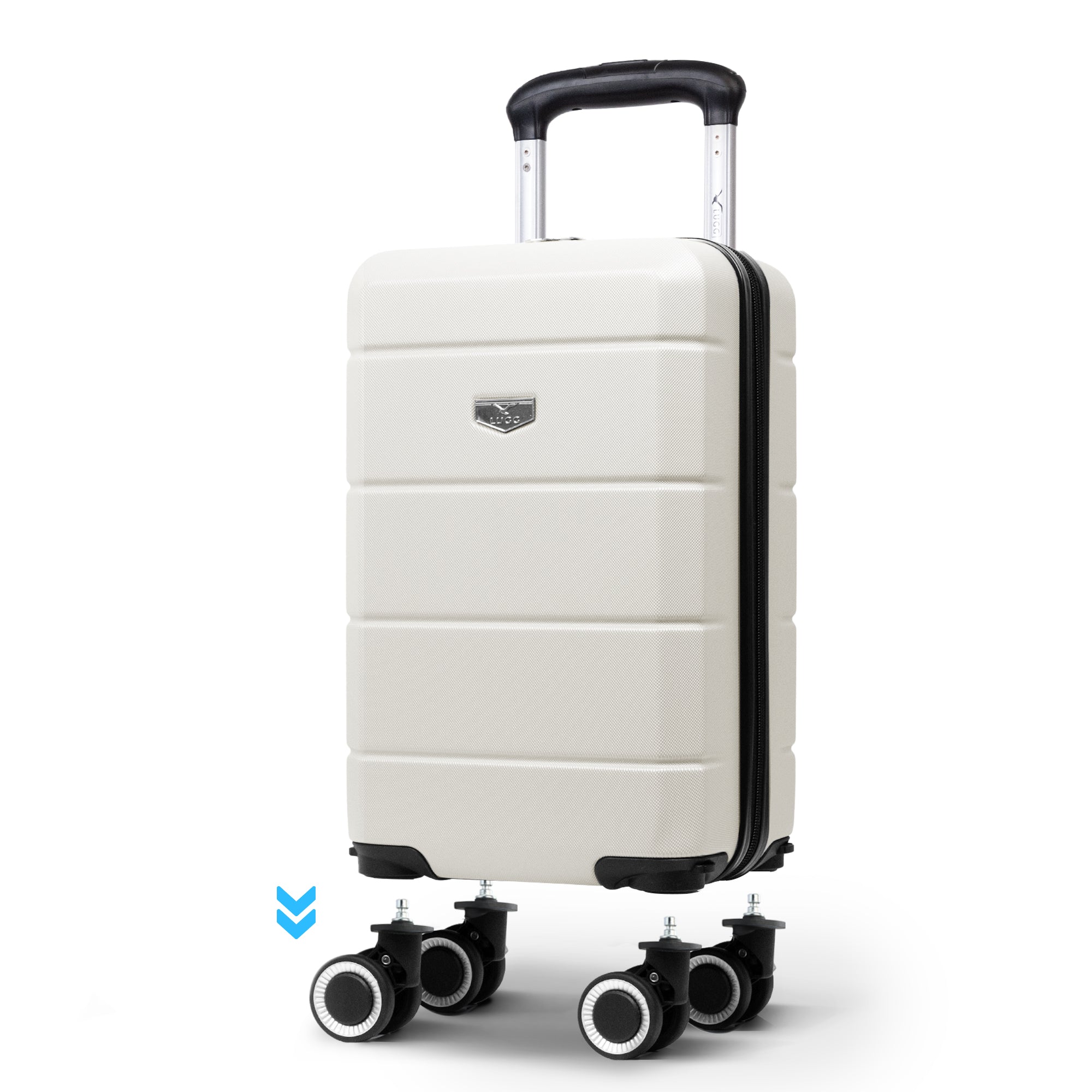 LUGG - Jetset 40cm Suitcase - 40x25x20cm- Ryanair Compatible - Underseat Size - Hard Shell ABS - Spinner & Removable Wheels - Lightweight Travel Luggage- Ivory