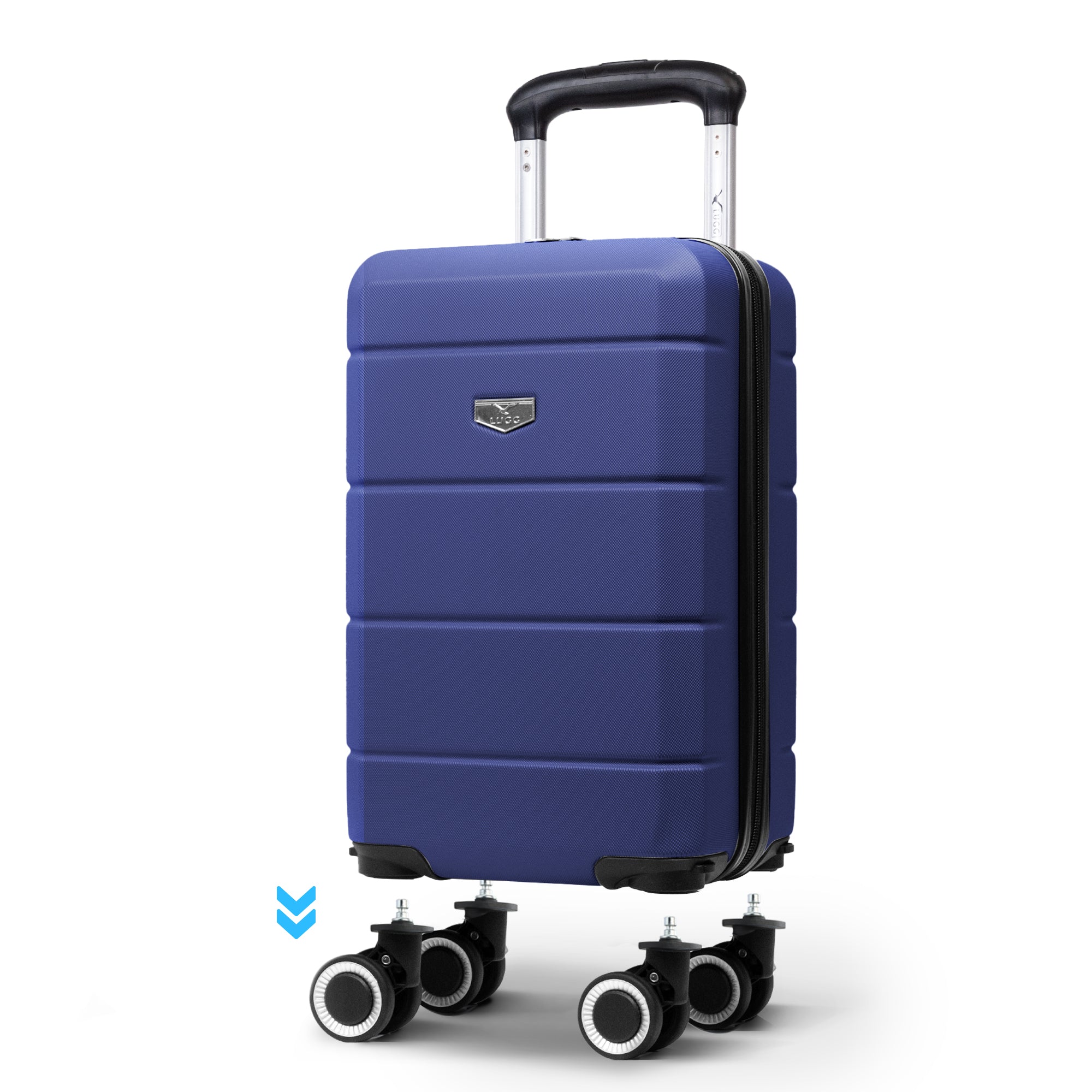 LUGG - Jetset 40cm Suitcase - 40x25x20cm- Ryanair Compatible - Underseat Size - Hard Shell ABS - Spinner & Removable Wheels - Lightweight Travel Luggage- Midnight Blue