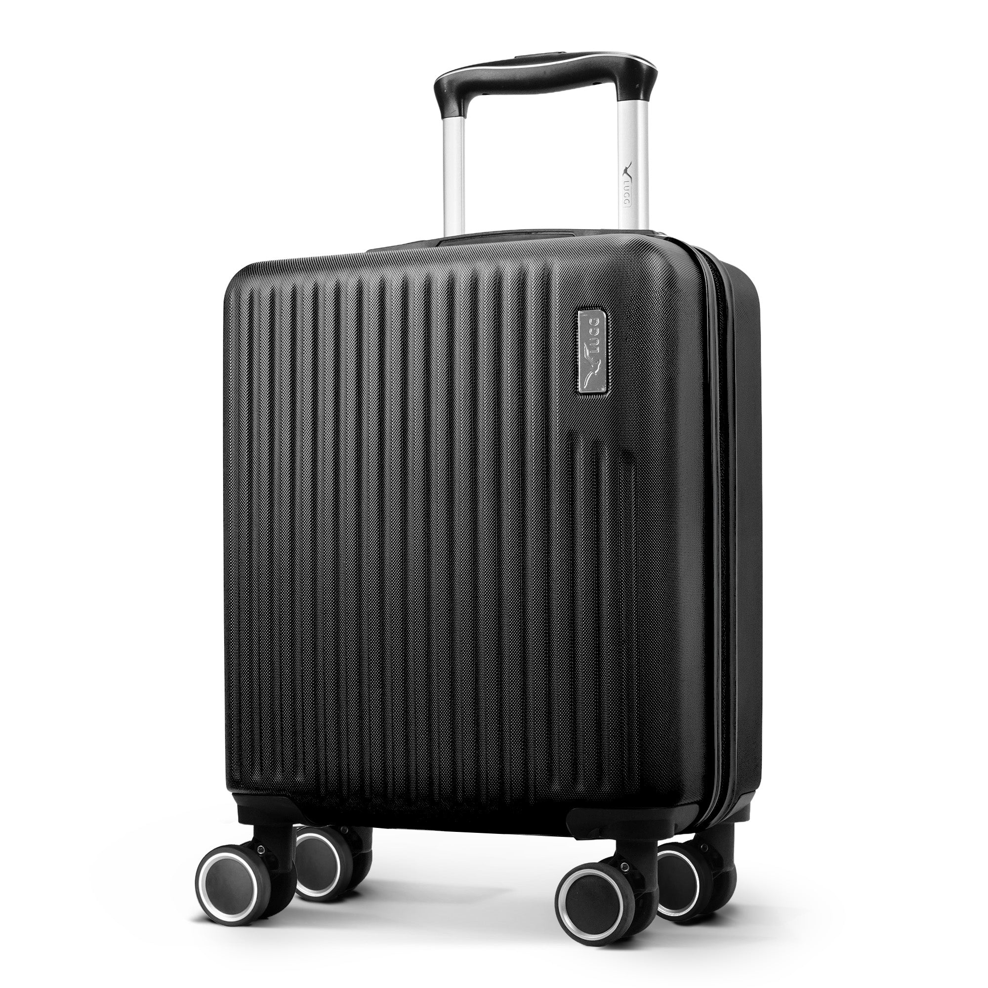 Vacay 15” Suitcase ABS Luggage, Aluminium Trolley Handle, 360° Spinner Wheels - Airline Compatible (45 x 33x 20cm) - Shadow