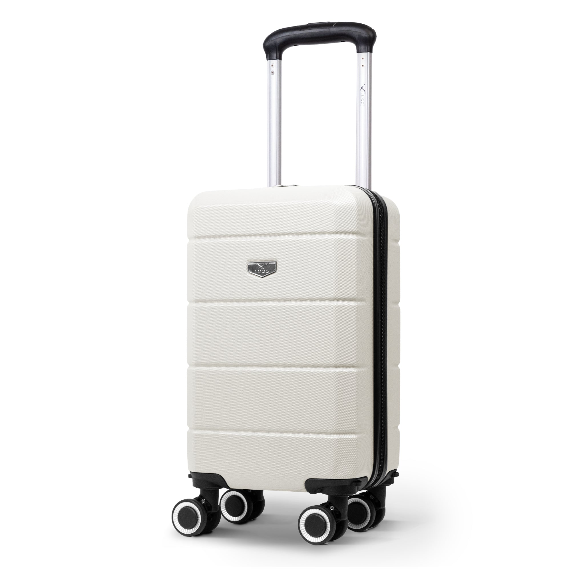LUGG - Jetset 40cm Suitcase - 40x25x20cm- Ryanair Compatible - Underseat Size - Hard Shell ABS - Spinner & Removable Wheels - Lightweight Travel Luggage- Ivory