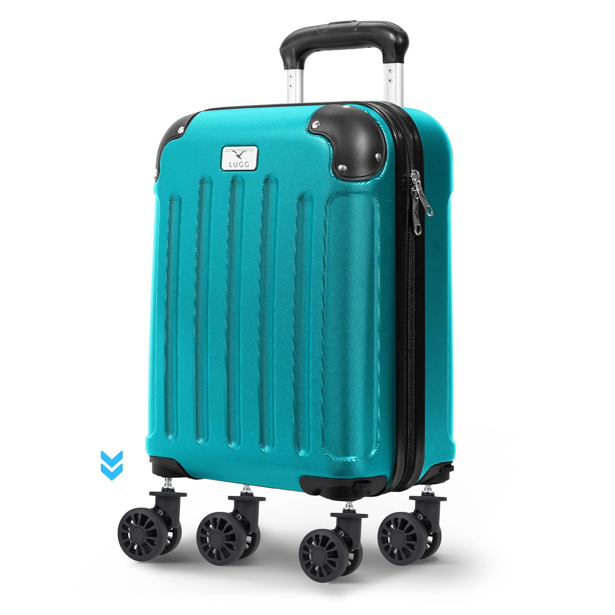 LUGG 40cm Skywander Lightweight Underseat Cabin Bag – Ryanair & EasyJet Approved Carry-On Suitcase, Durable ABS Hard Shell, Smooth Double Spinner Wheels, Water-Resistant & Compact Luggage (40x30x20cm, without wheels) - Teal