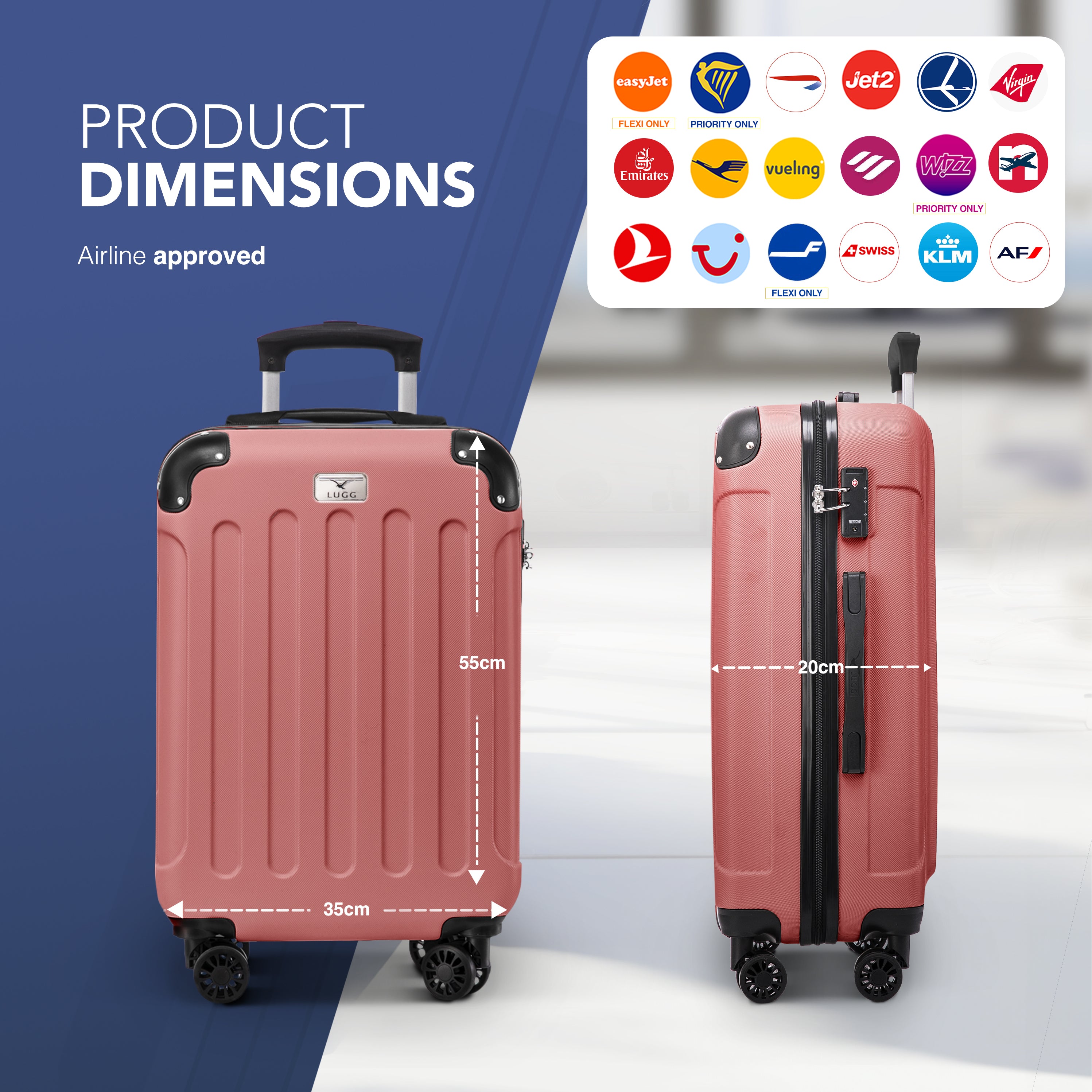 Skywander 20" Cabin Suitcase in Rose Gold