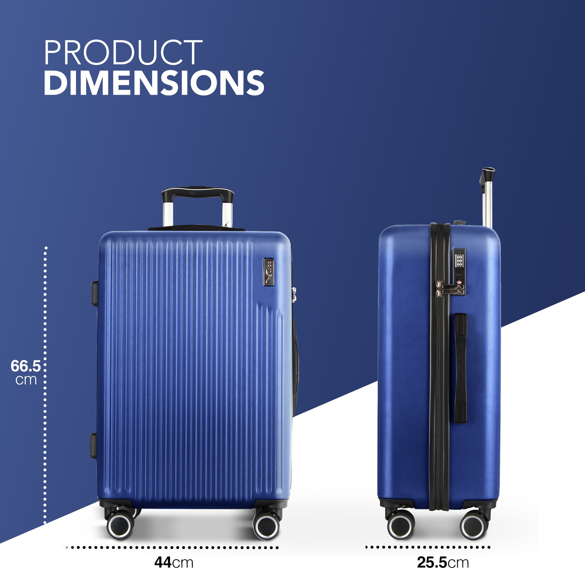 Vacay 24” Suitcase ABS Luggage with TSA Indent Lock, Aluminium Trolley Handle, 360° Spinner Wheels - Airline Compatible (66.5 x 25.5 x 44cm) - Dusk