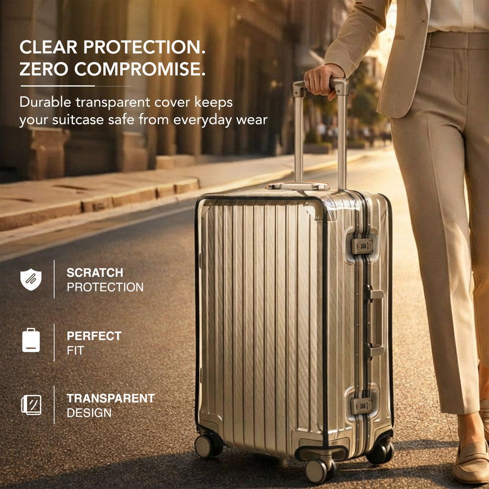 LUGG 24" Hard Shell Trolley Suitcase Aluminium TSA Lock Metallic Silver 65x45x26.5cm