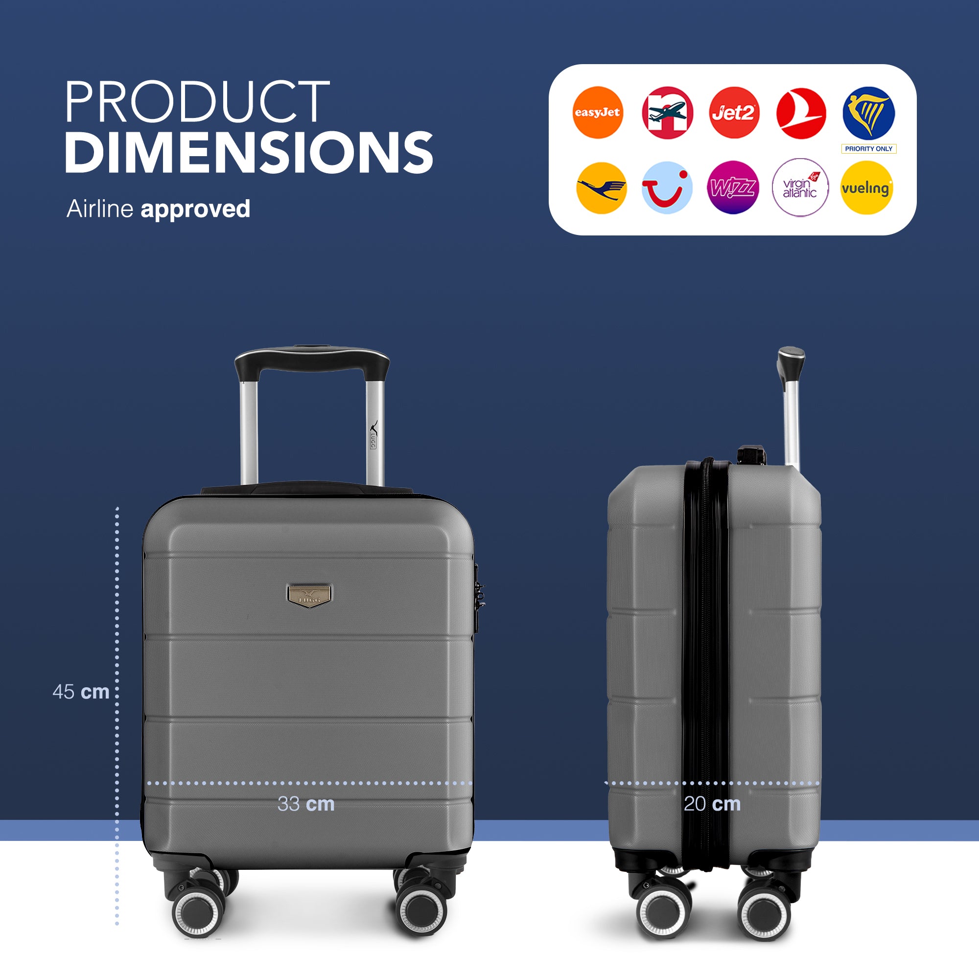 Jetset 15" Underseat Suitcase in Gunmetal Grey