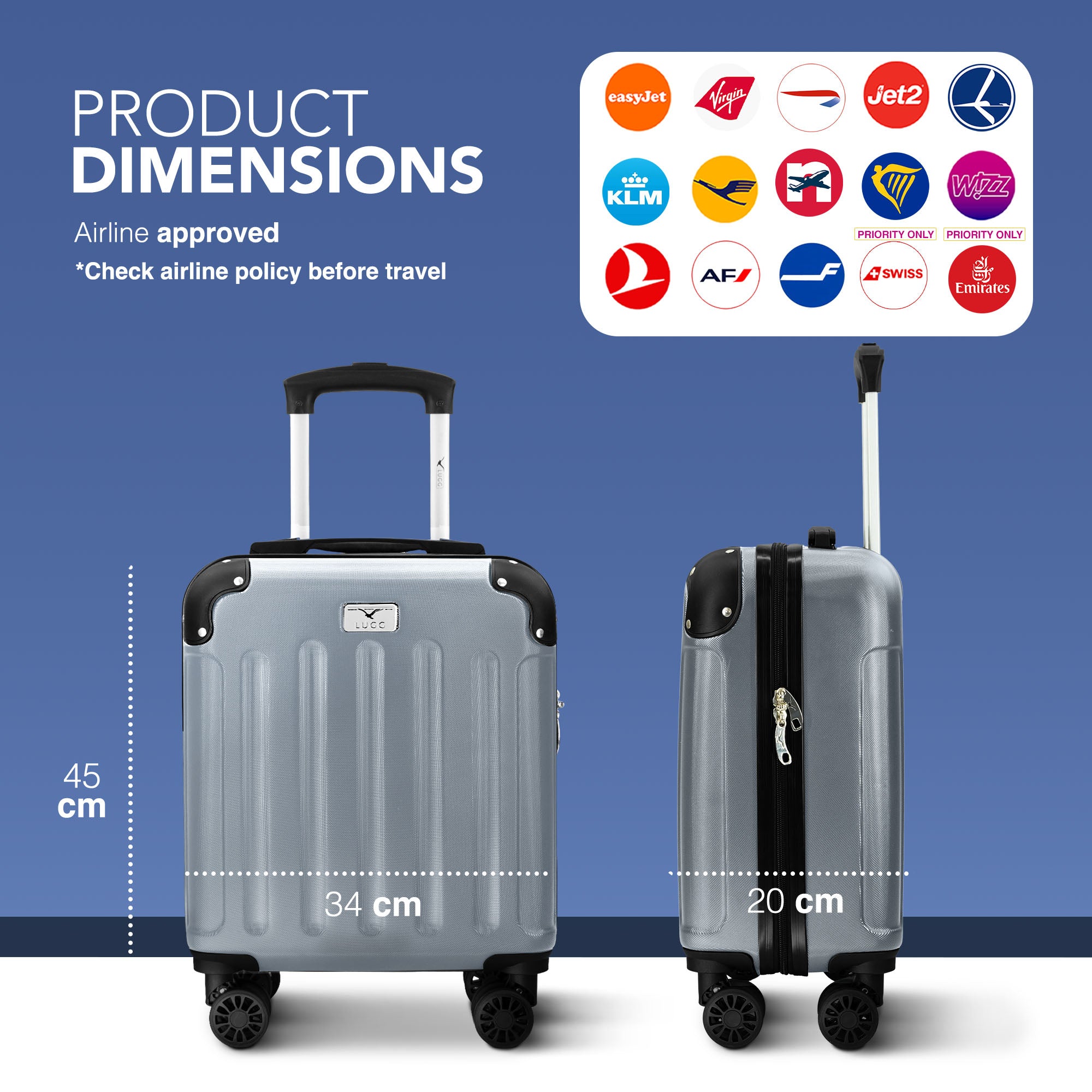 Skywander 15" Underseat Suitcase in Silver