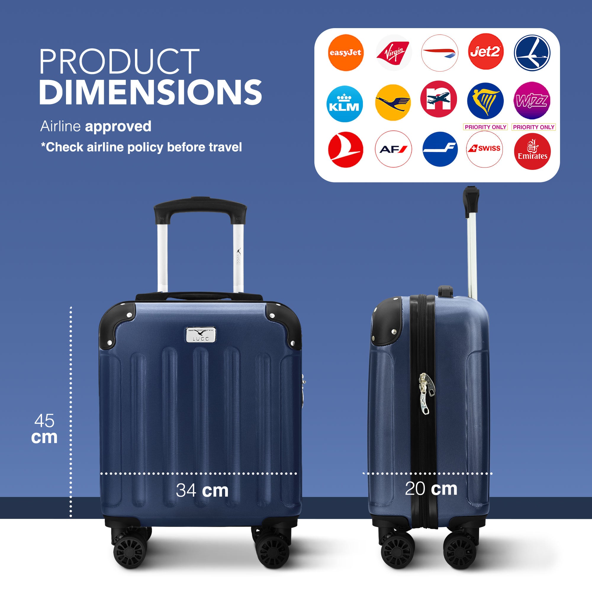 Skywander 15" Underseat Suitcase in Midnight Blue