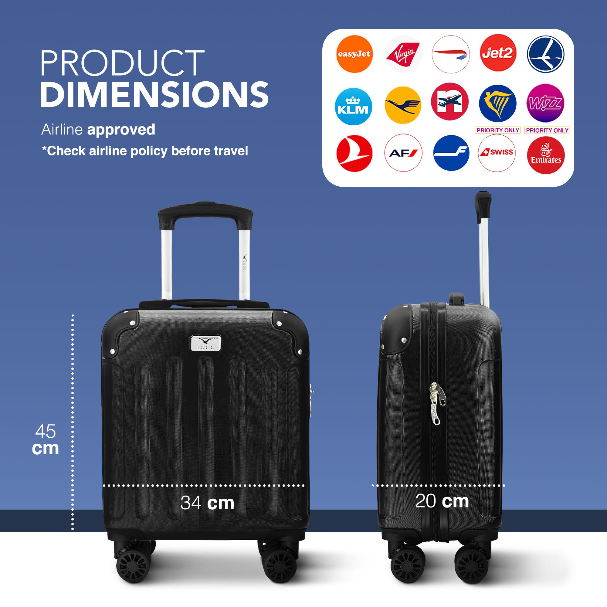 Skywander 15" Underseat Suitcase in Black