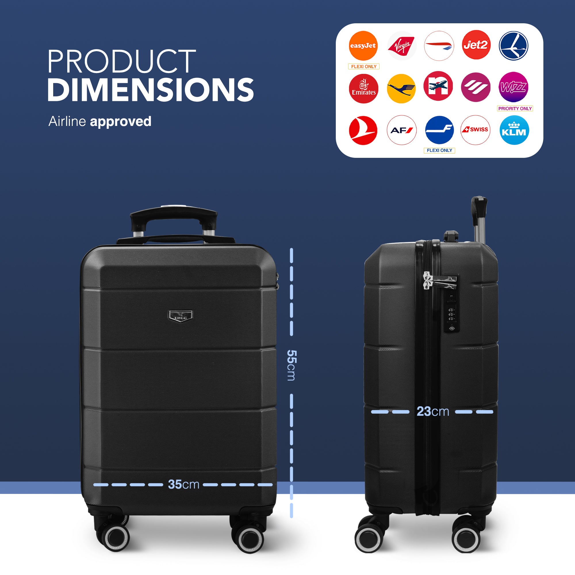 Jetset 20" Cabin Suitcase in Black