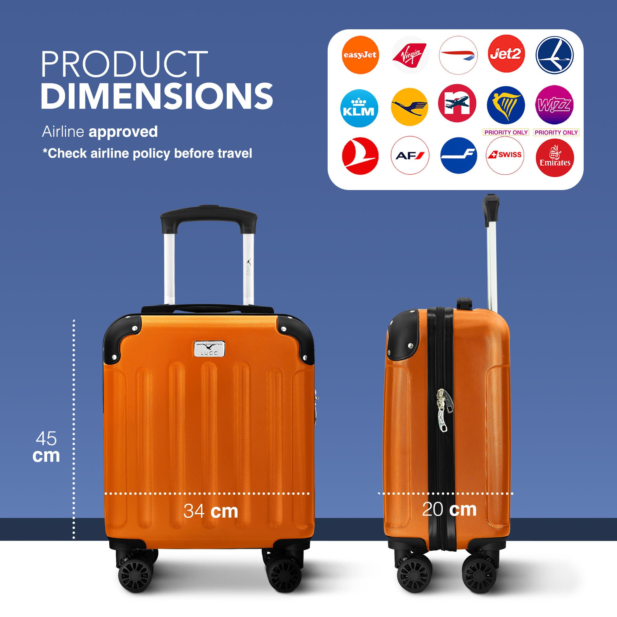 Skywander 15" Underseat Suitcase in Orange