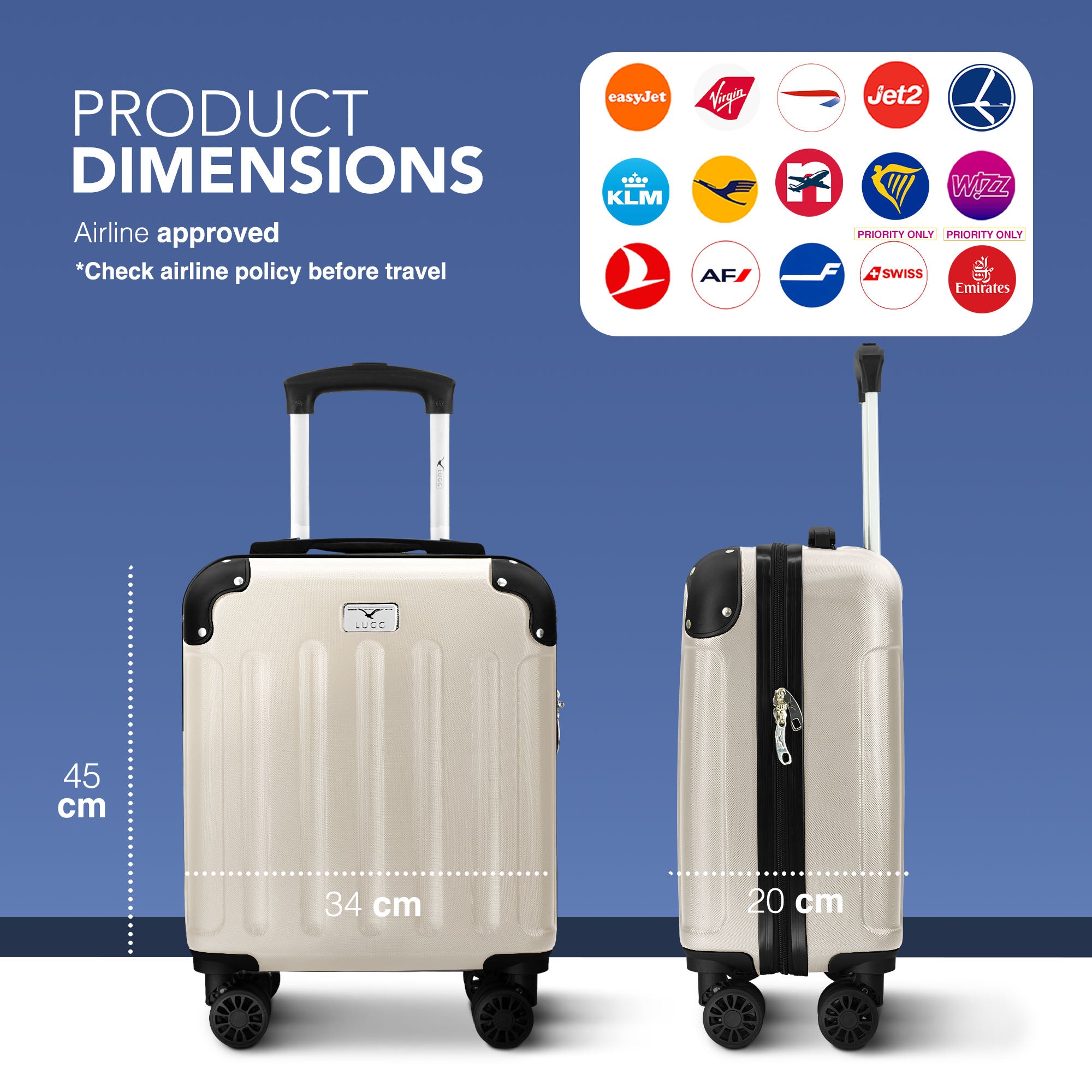 Skywander 15" Underseat Suitcase in Beige