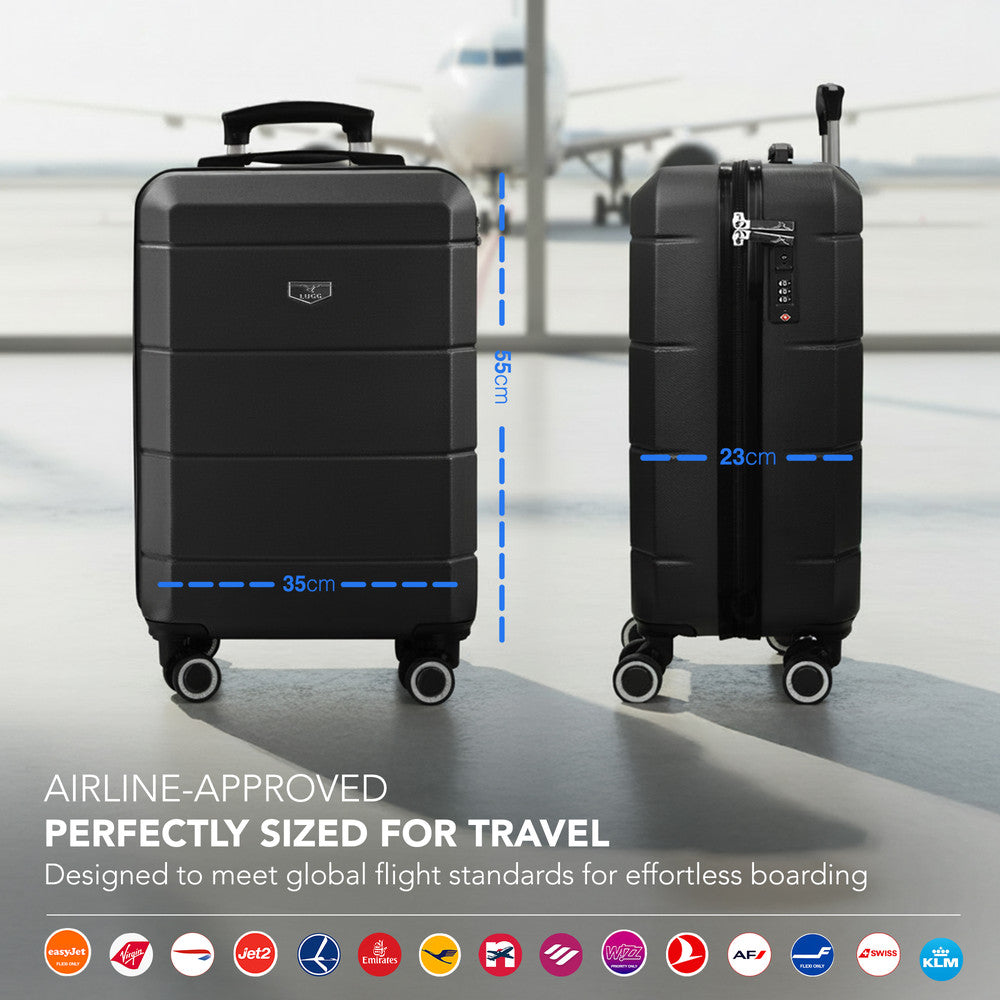 Jetset 20" Cabin Suitcase - 55 x 35 x 23cm in Black