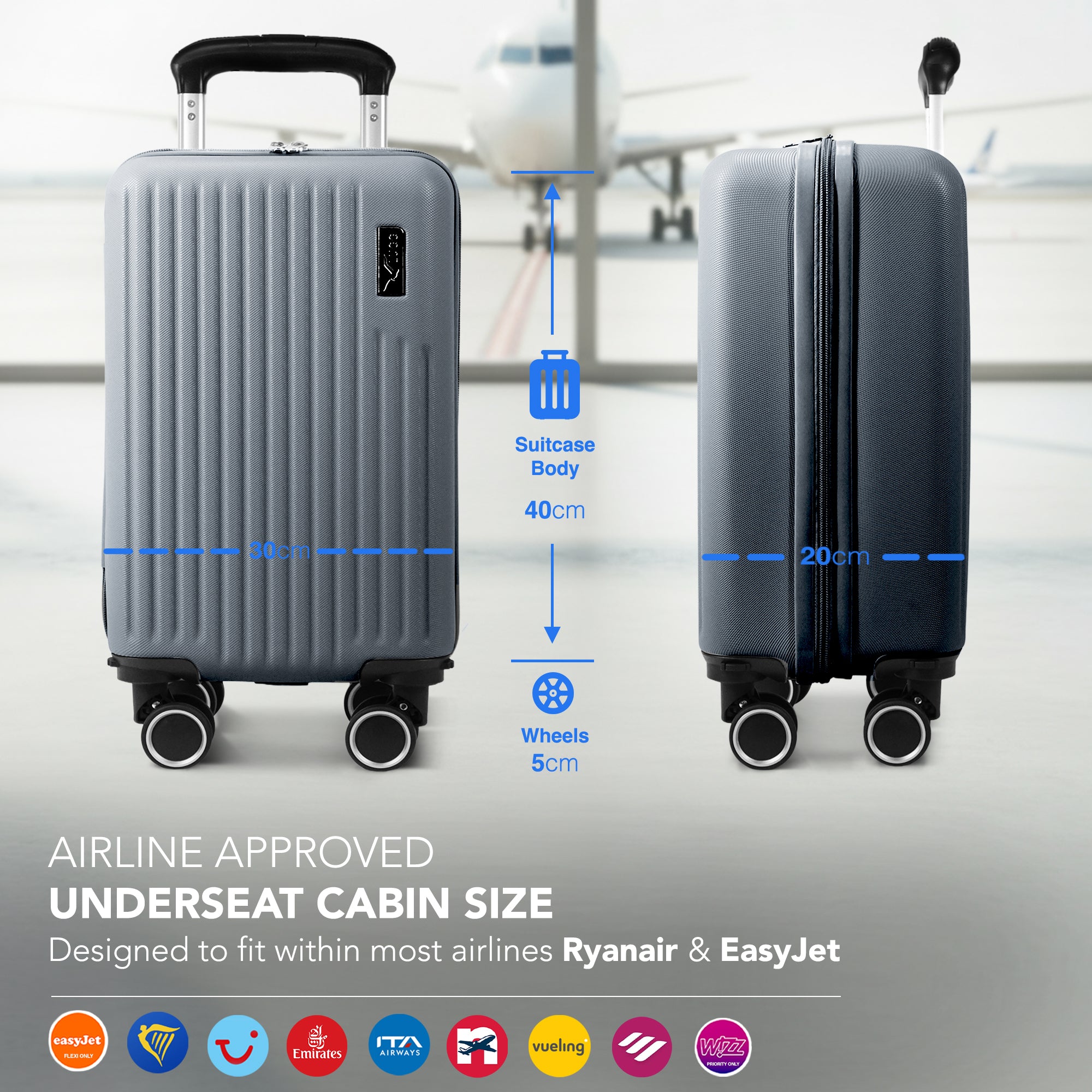 40cm Vacay Underseat Cabin Bag - Raven
